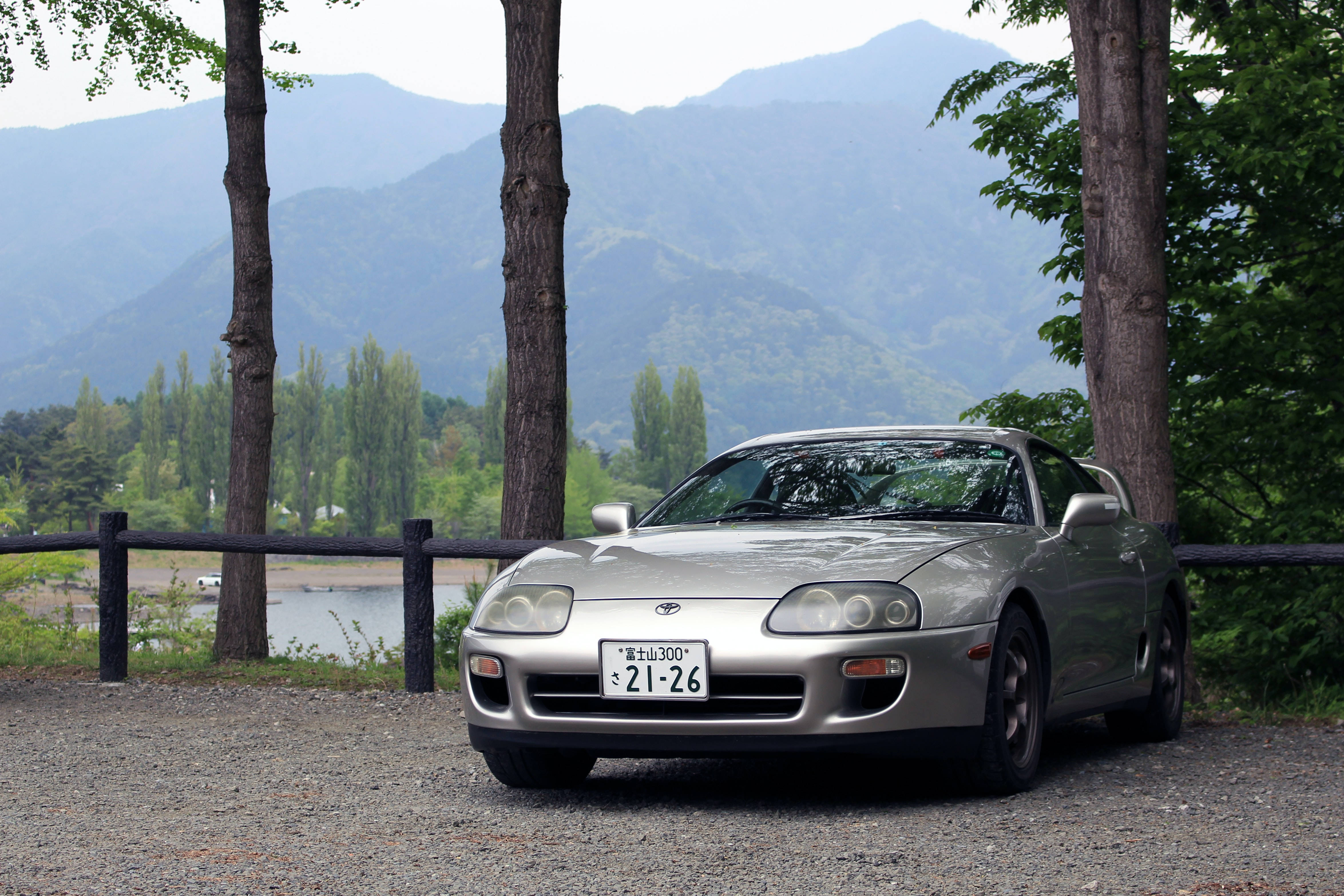 4K Toyota Supra, silver Toyota Supra, gravel, 4K Desktop Wallpaper