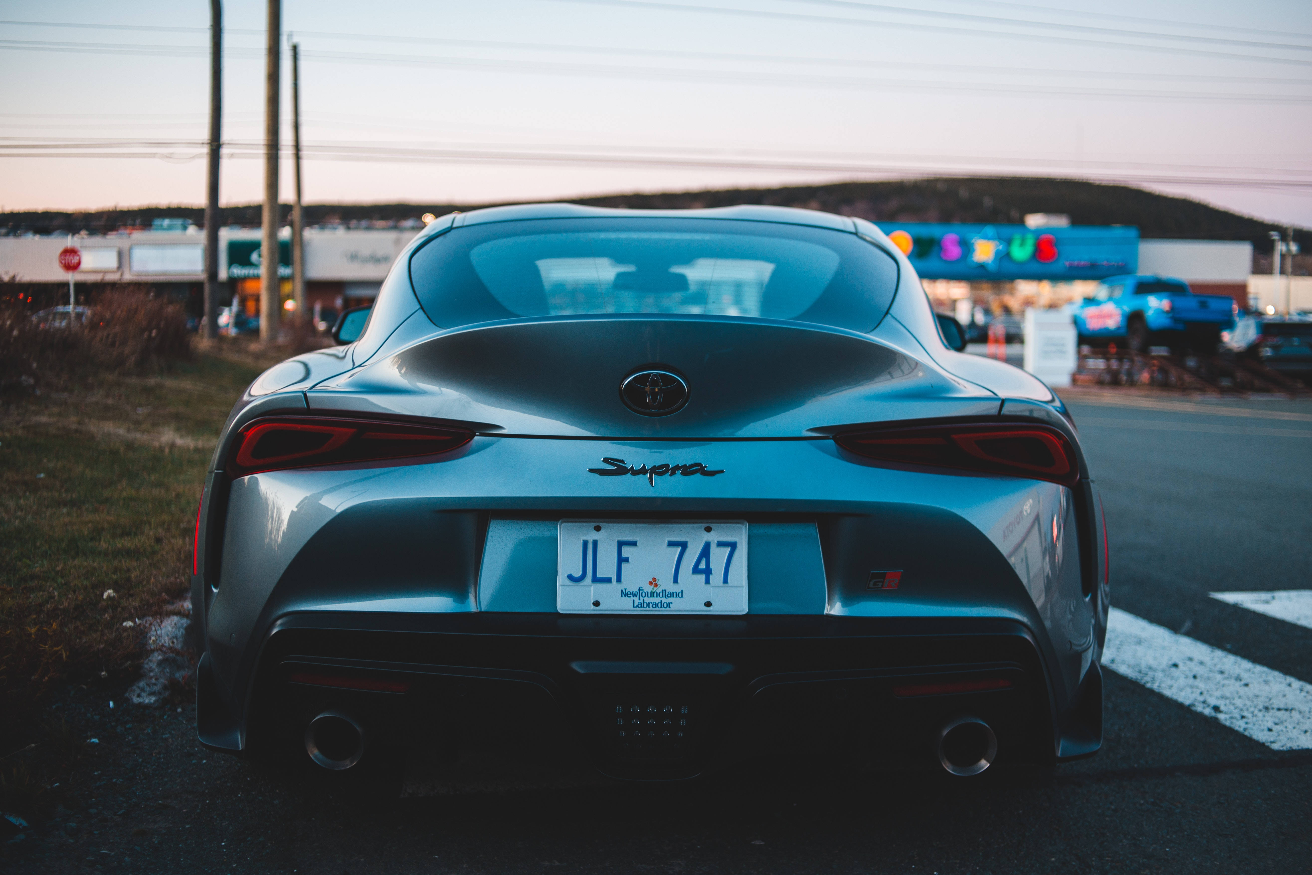 4K Toyota Supra, shiny dark grey, dusk, 5K Desktop Wallpaper