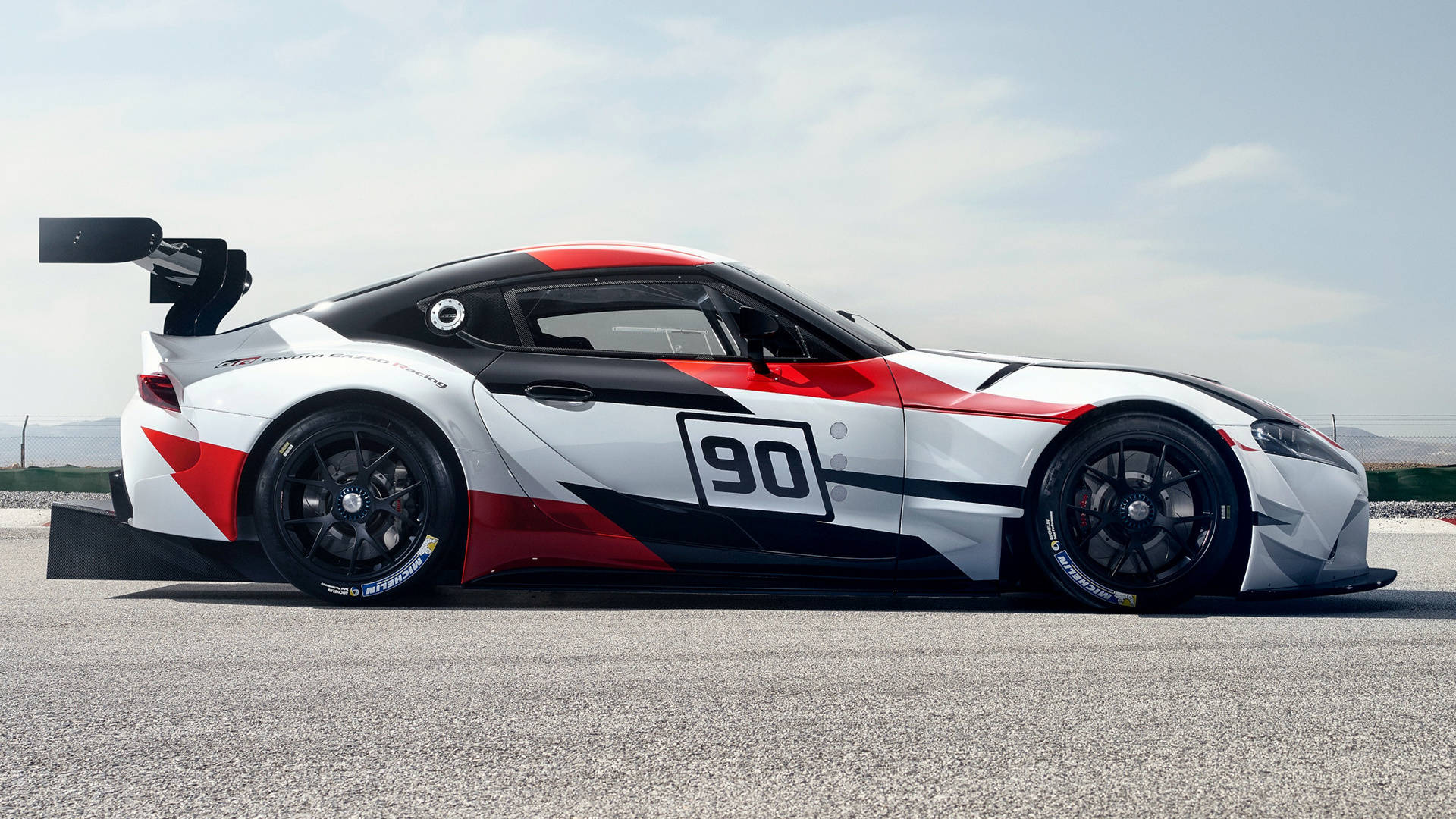 4K Toyota Supra, white, red detailing, Full HD Desktop Wallpaper