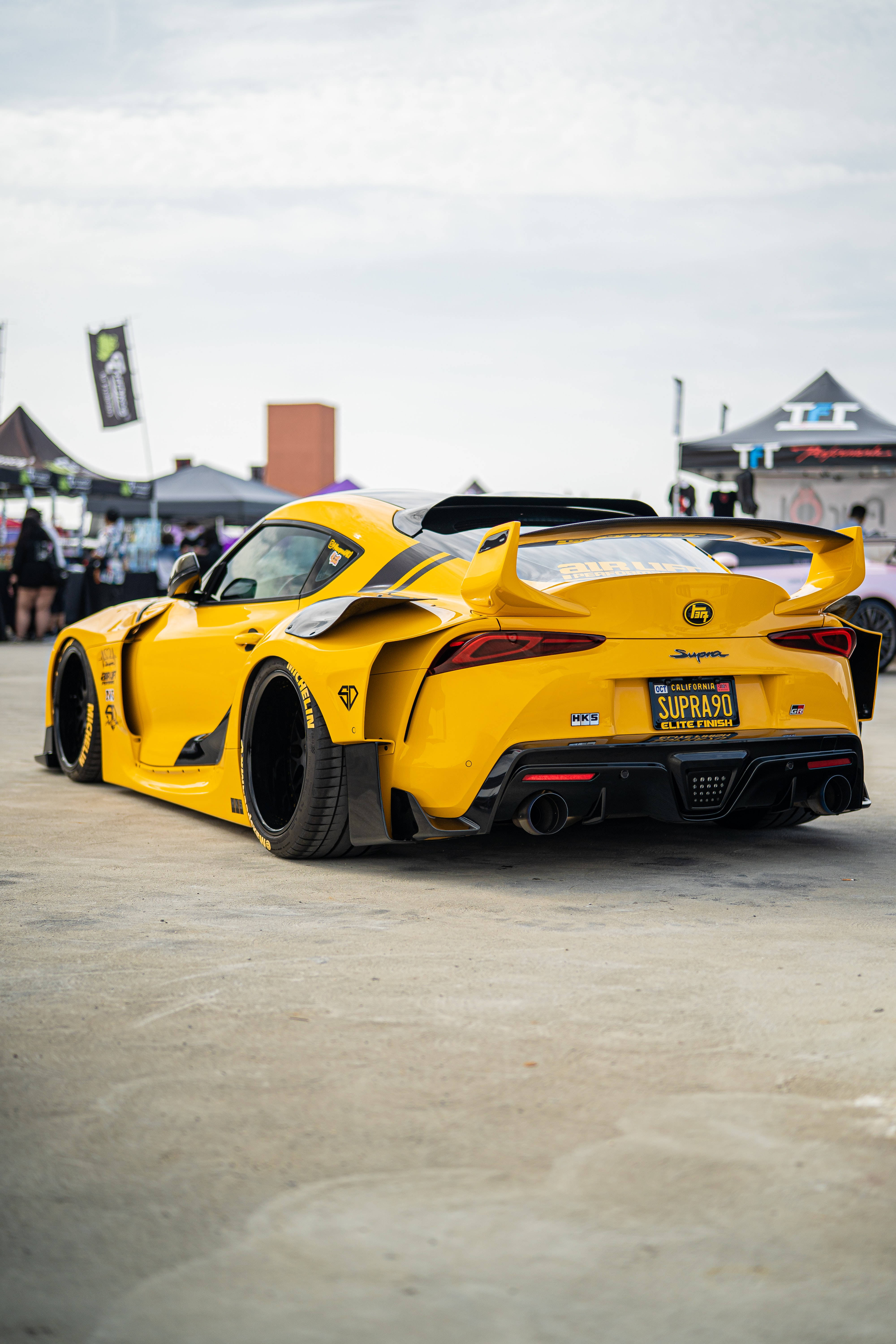 4K Toyota Supra, yellow, modified, 5K Phone Wallpaper