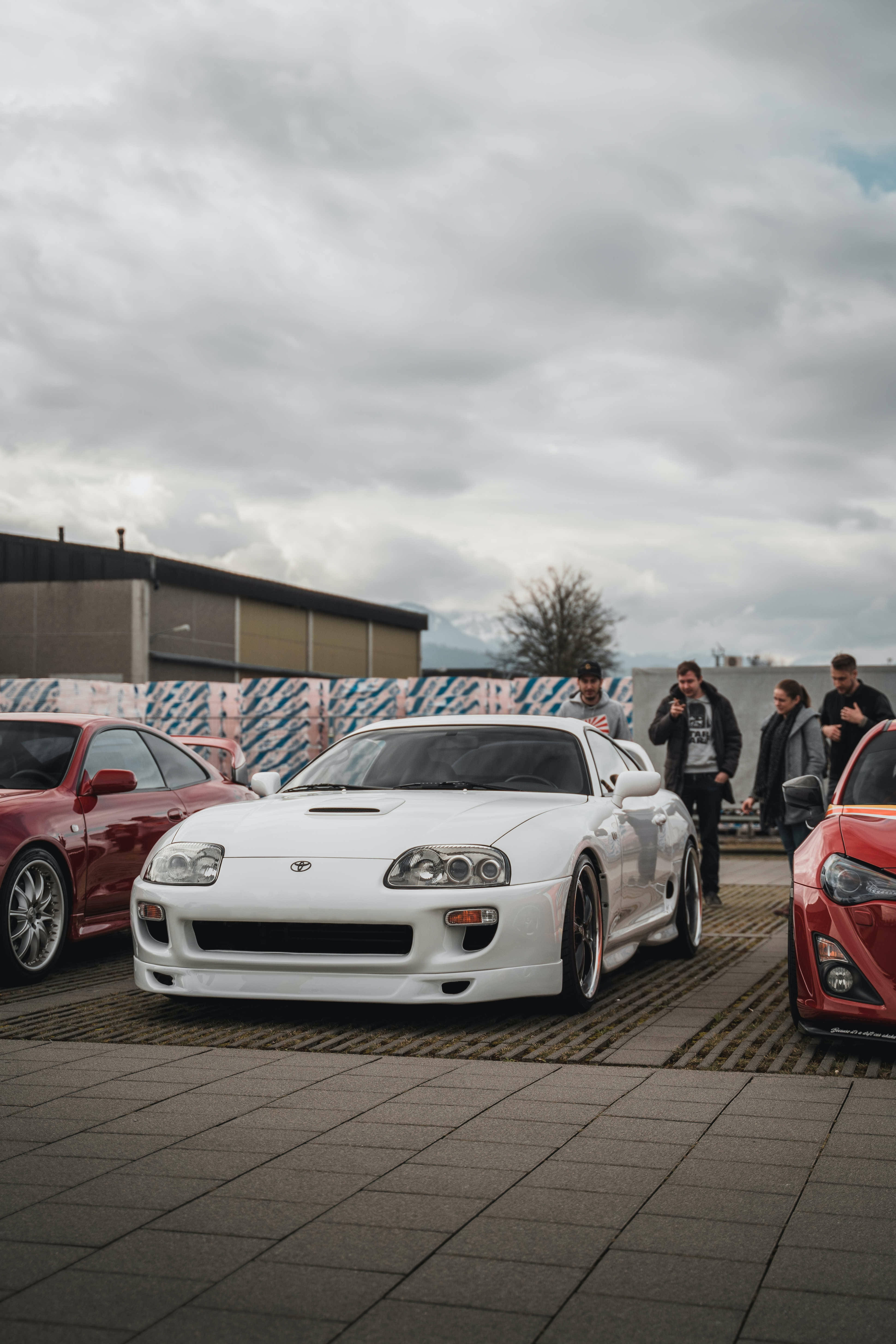 4K Toyota Supra, white, parking lot, 5K Phone Wallpaper