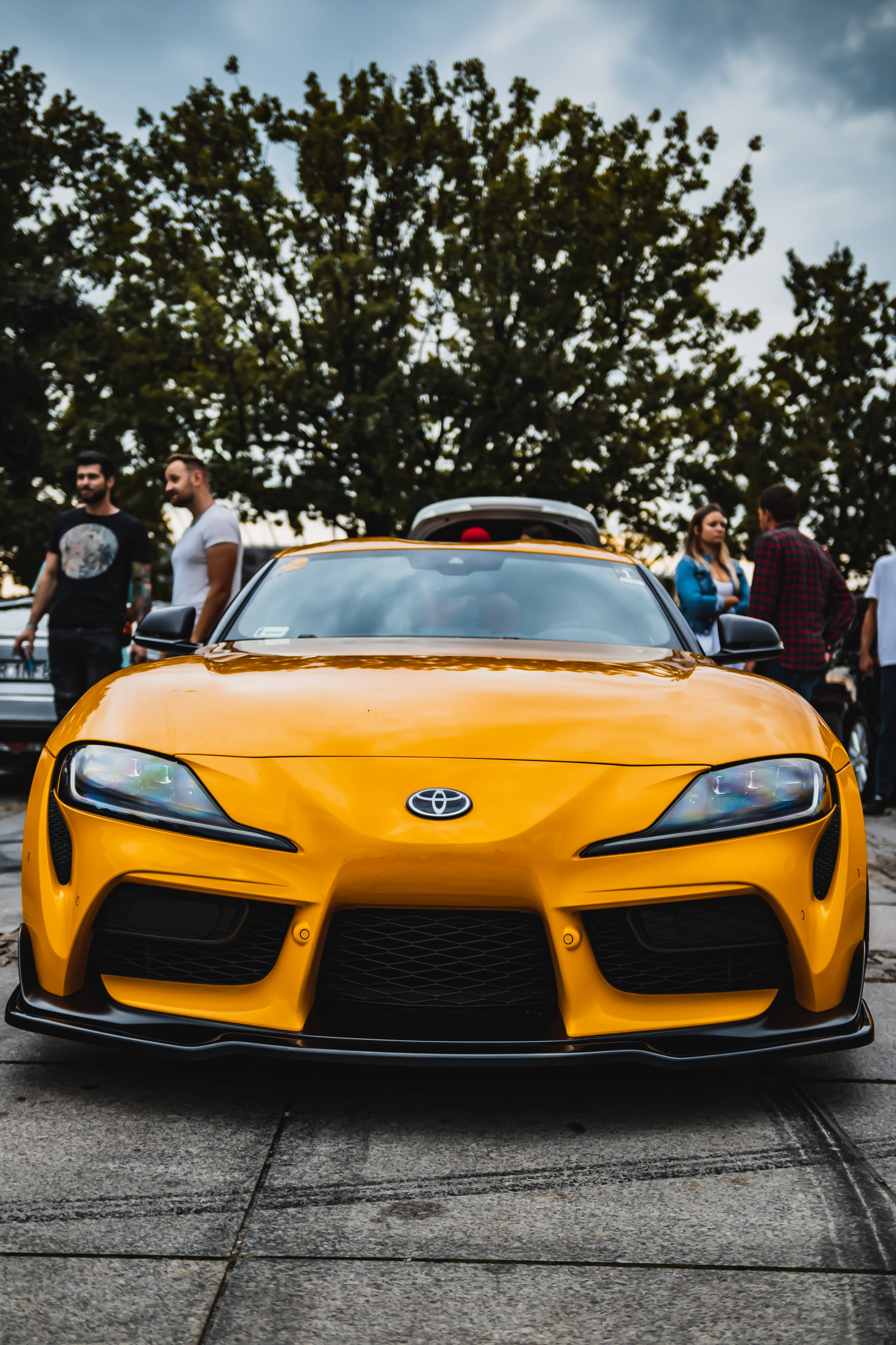 4K Toyota Supra, yellow, sports car, 5K Phone Wallpaper