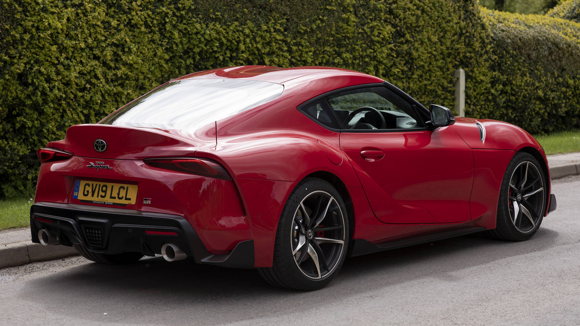 4K Toyota Supra, red, glossy, Full HD Desktop Wallpaper