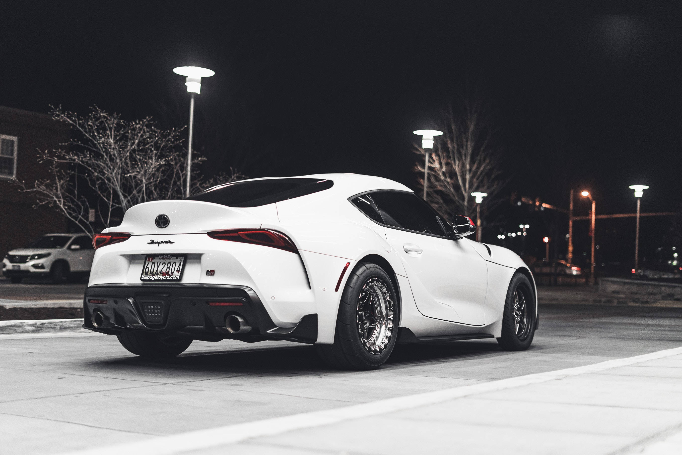 4K Toyota Supra, white, night, 2K Desktop Wallpaper