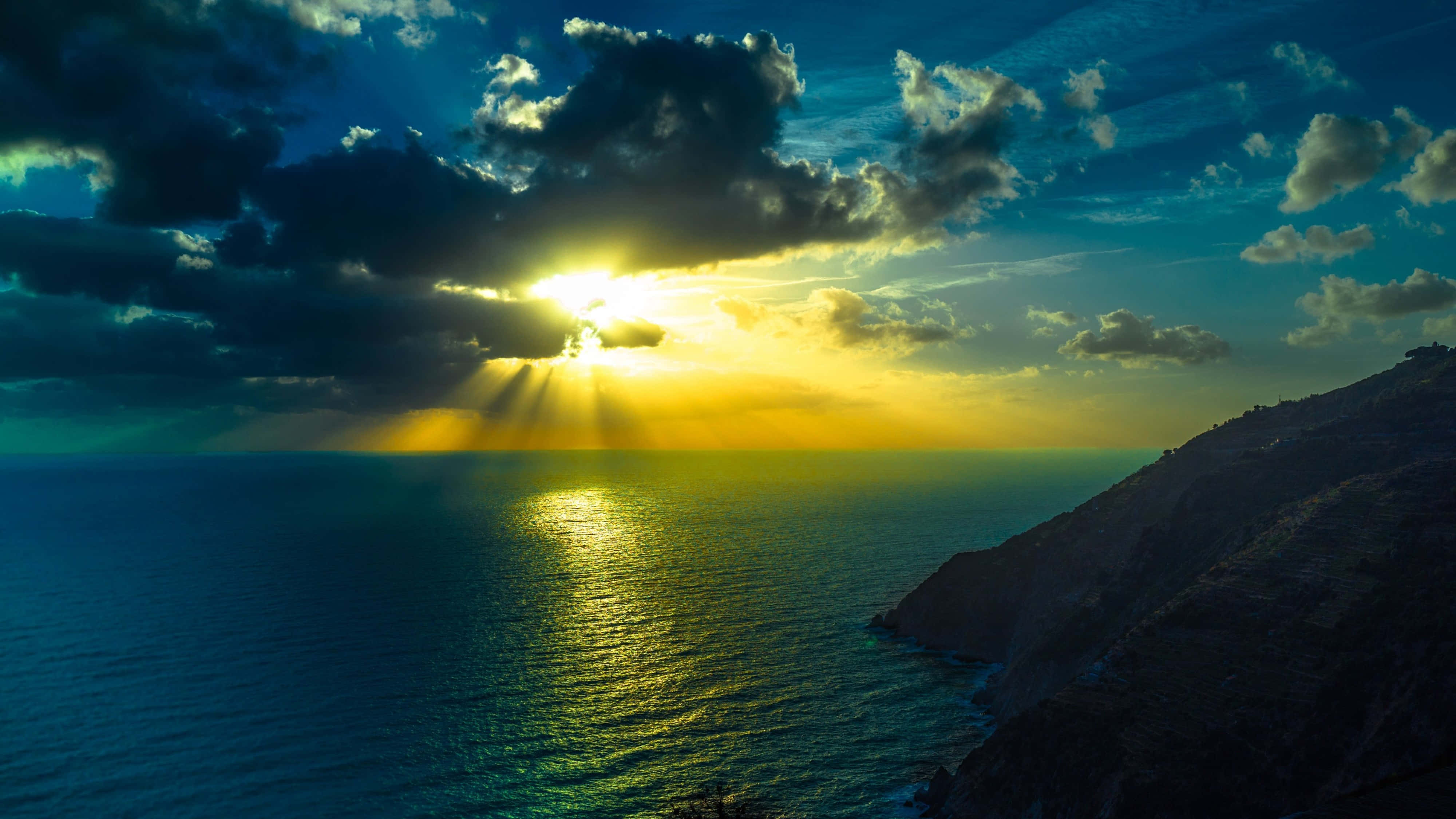4K UHD, Ocean Sun, sunset, 4K Desktop Wallpaper