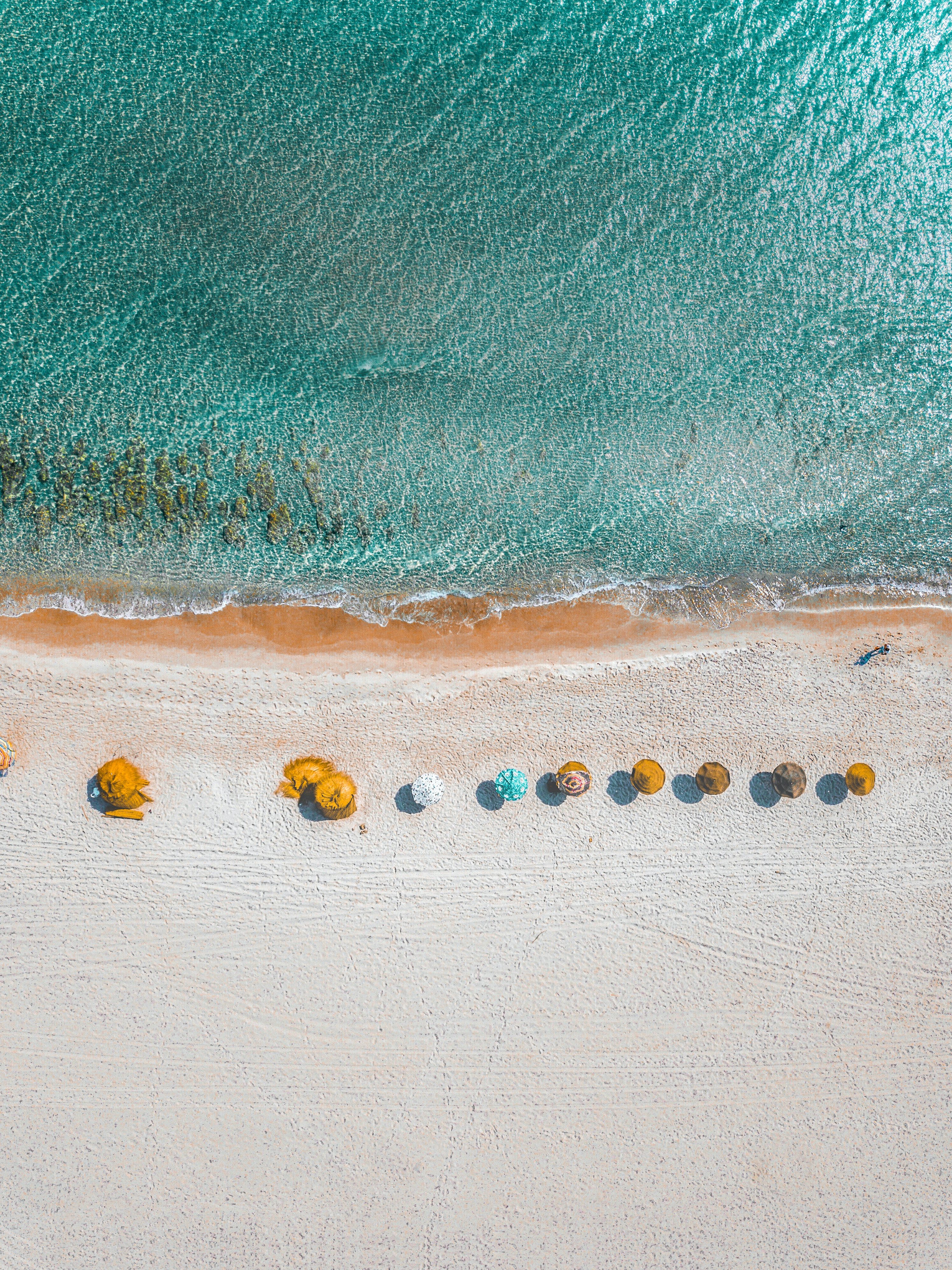 4K Ultra HD Beach, top view, pristine white beach, 4K Phone Wallpaper