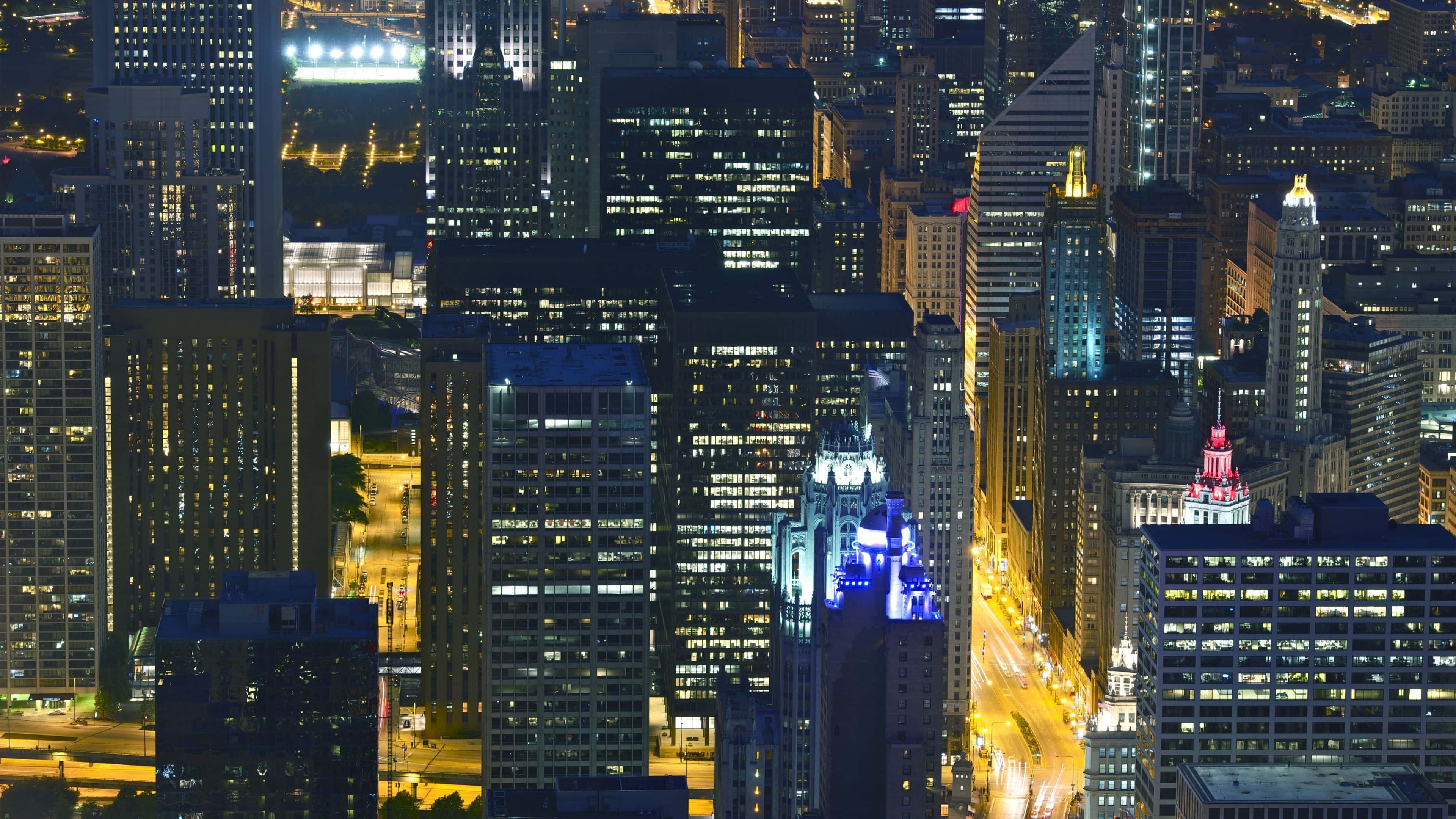 4K Ultra HD Chicago, Chicago, night, 4K Desktop Wallpaper