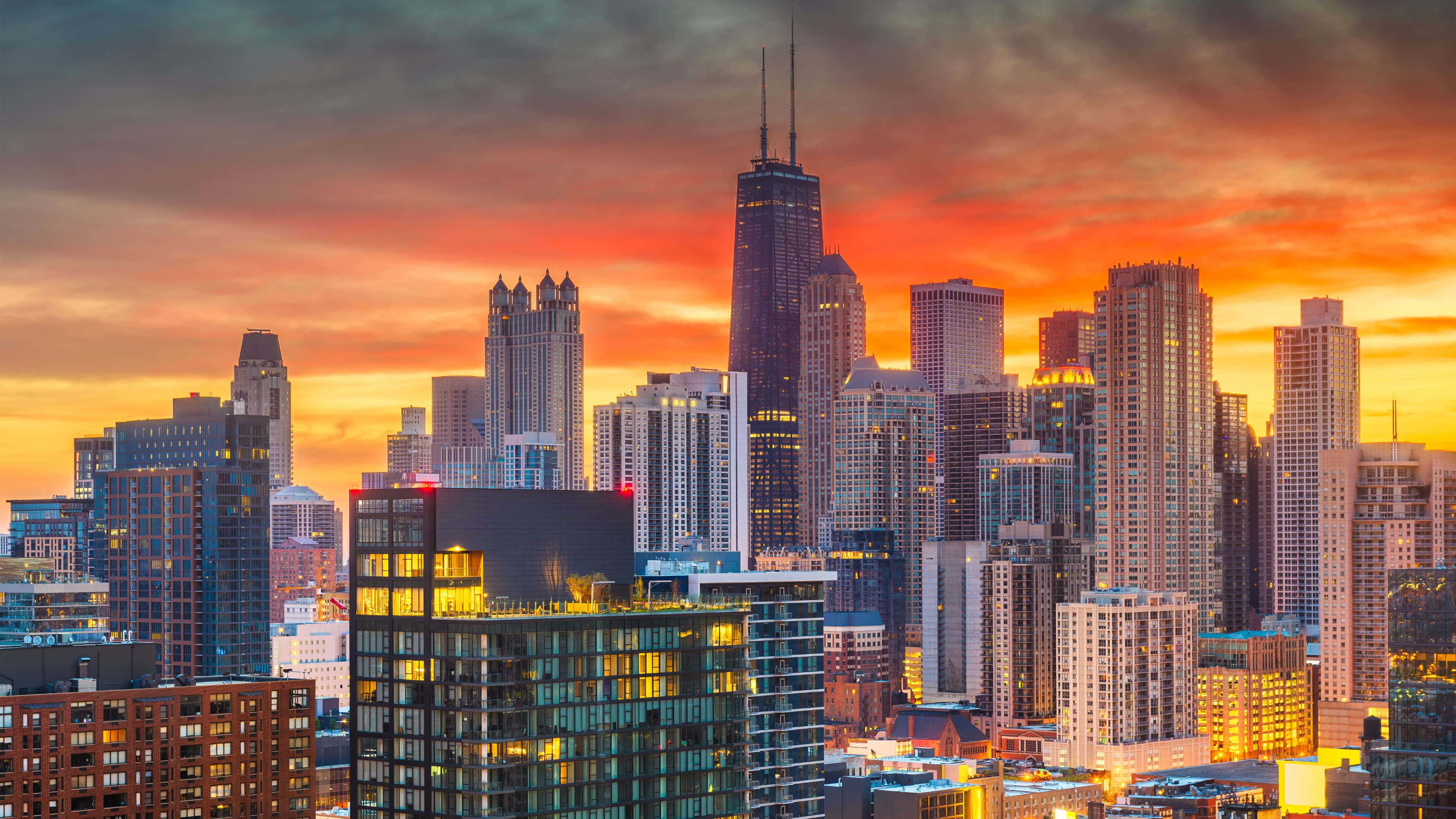 Chicago, 4K Ultra HD, sunset, 4K Desktop Wallpaper