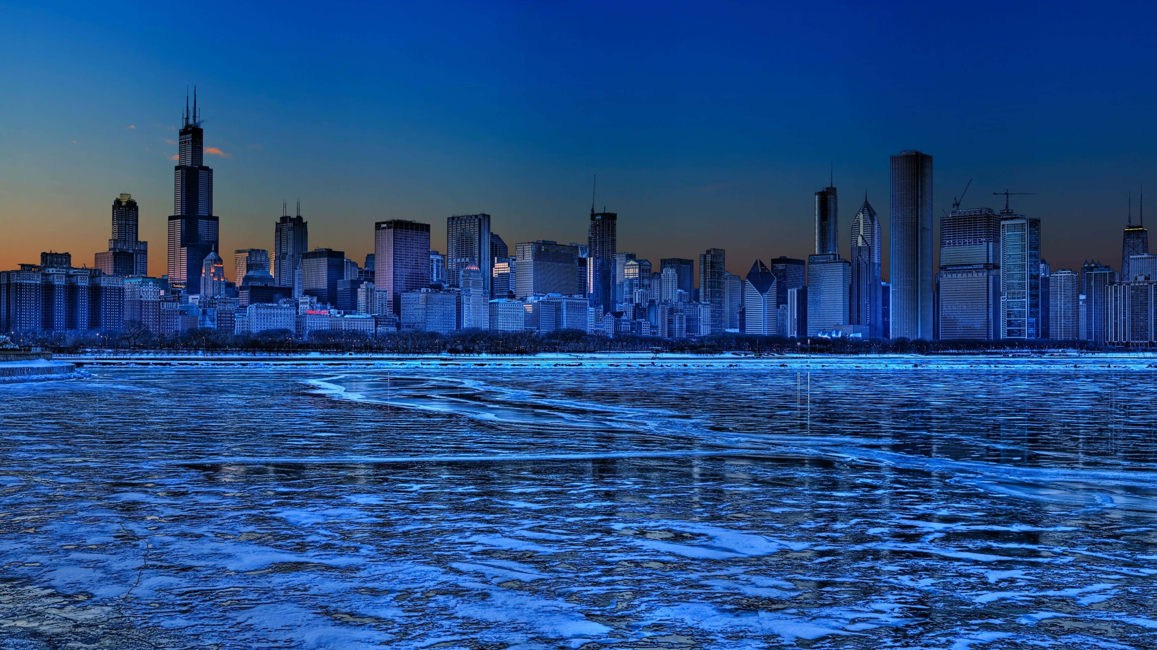 4K Ultra HD Chicago, Chicago skyline, twilight, 4K Desktop Wallpaper