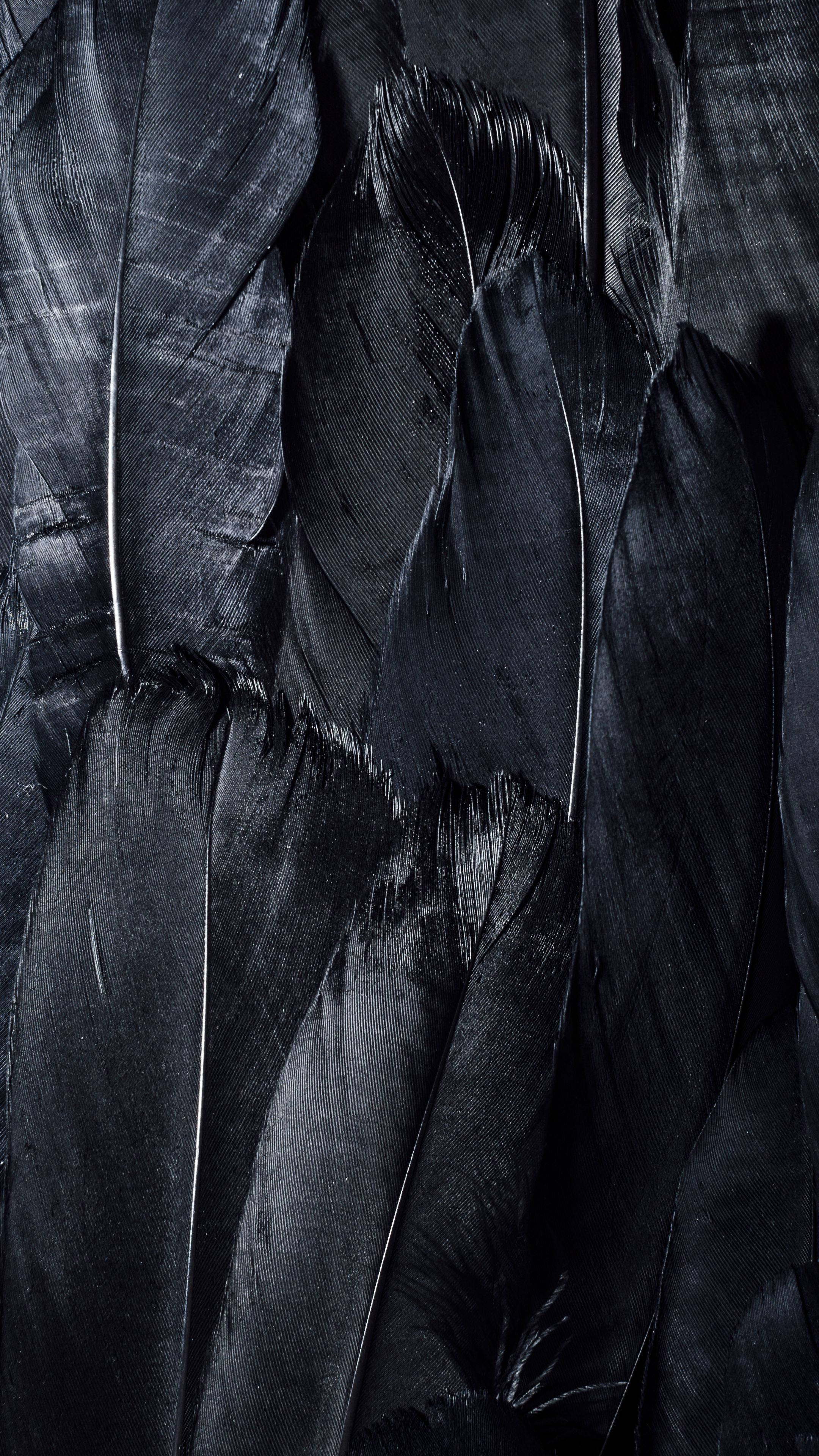 Feathers, 4K Ultra HD Dark Phone, dark textured feathers, 4K Phone Wallpaper