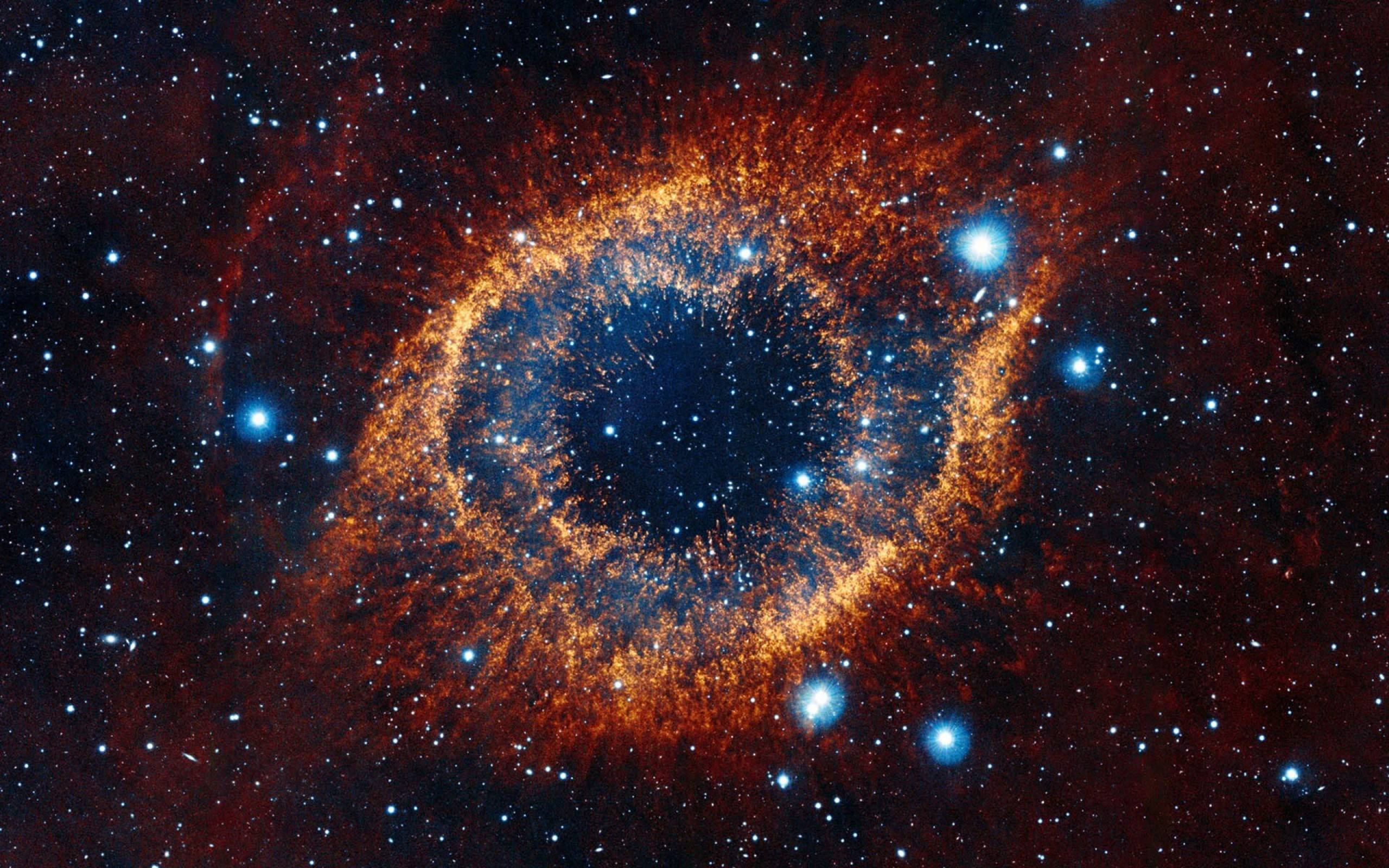 4K Ultra HD Galaxy Eye, cosmic nebula, fiery orange tendrils, 2K Desktop Wallpaper