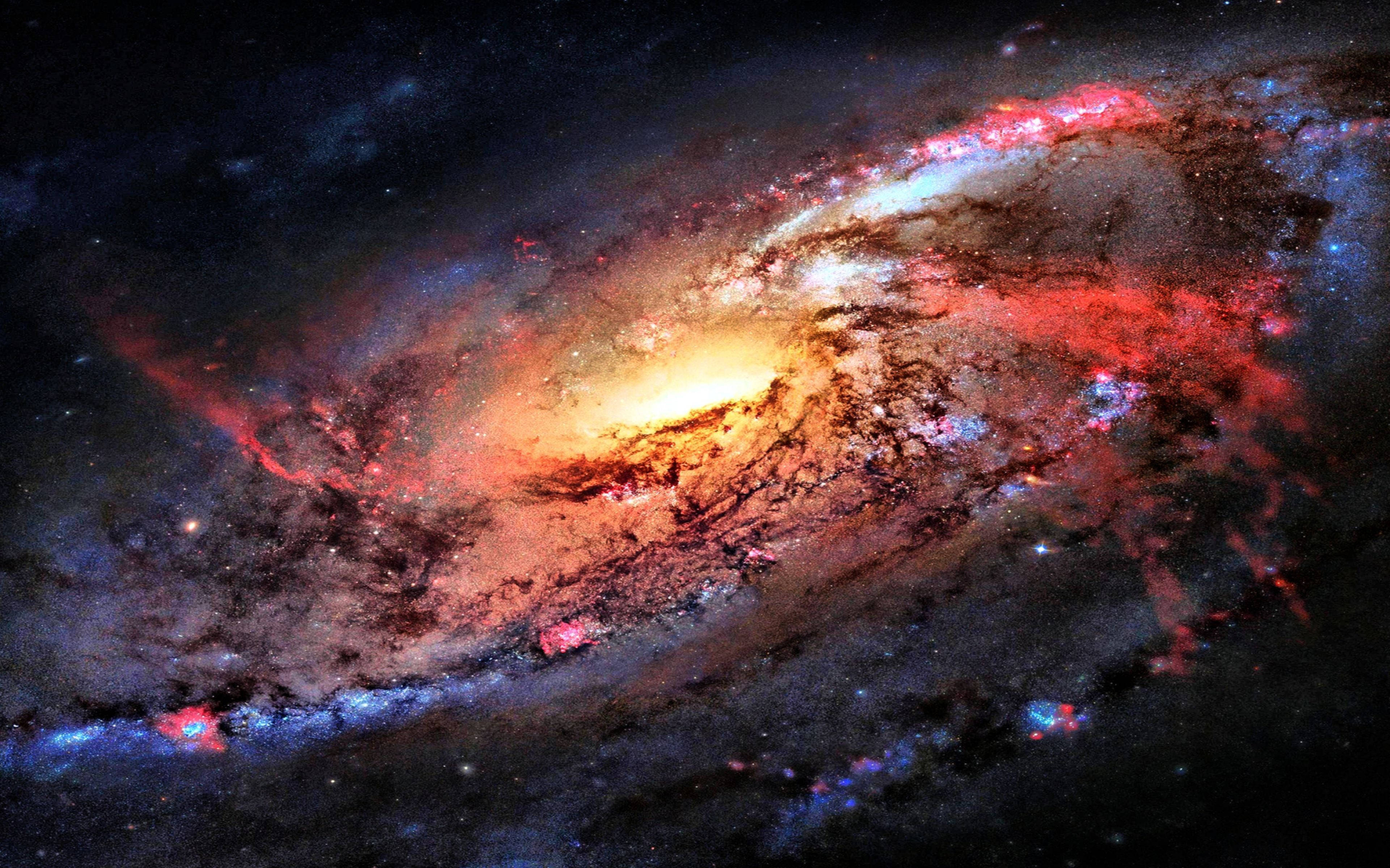 4K Ultra HD Galaxy, red stars, spiral galaxy, 4K Desktop Wallpaper
