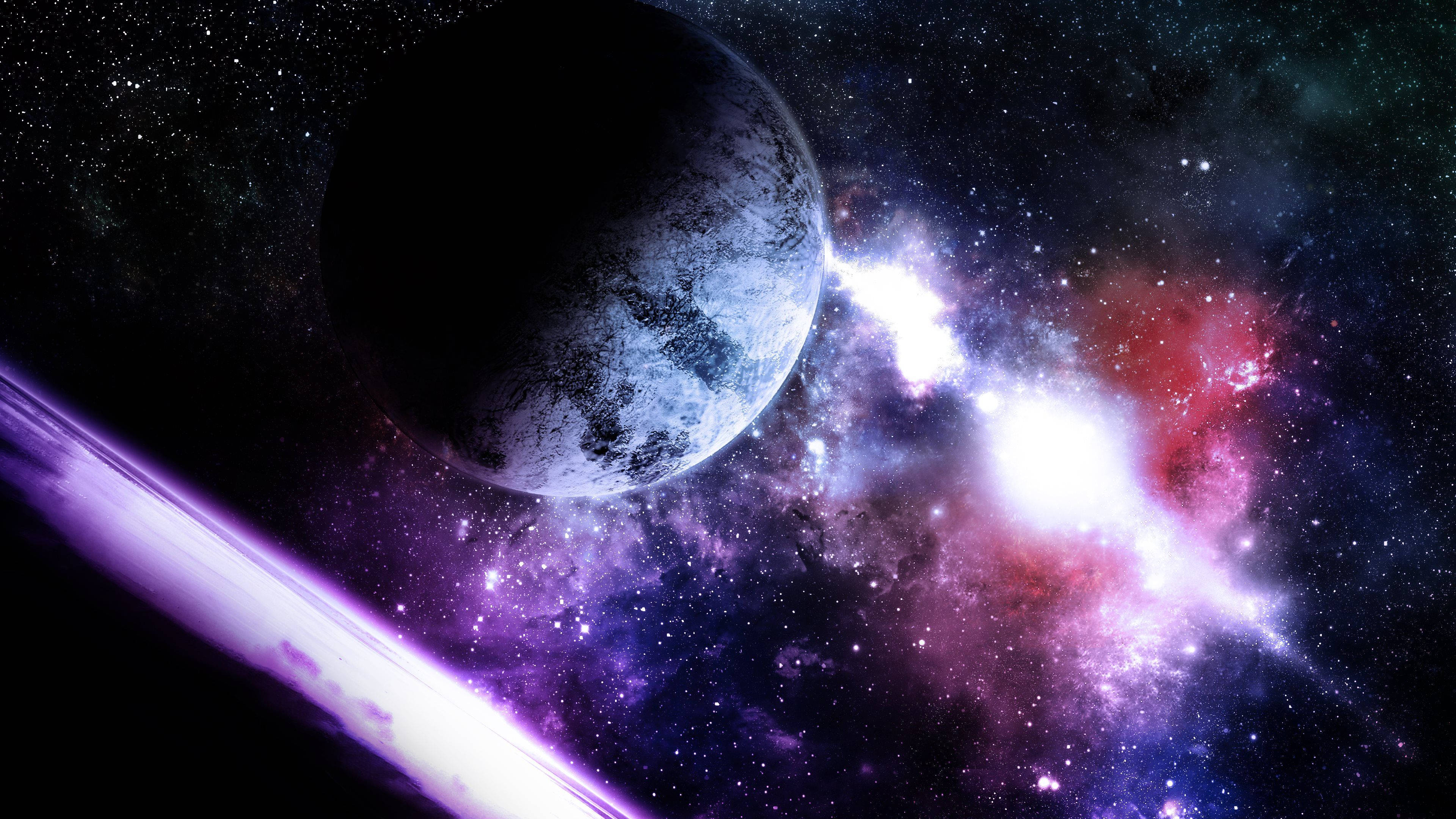 4K Ultra HD Galaxy, planet, icy textures, 4K Desktop Wallpaper