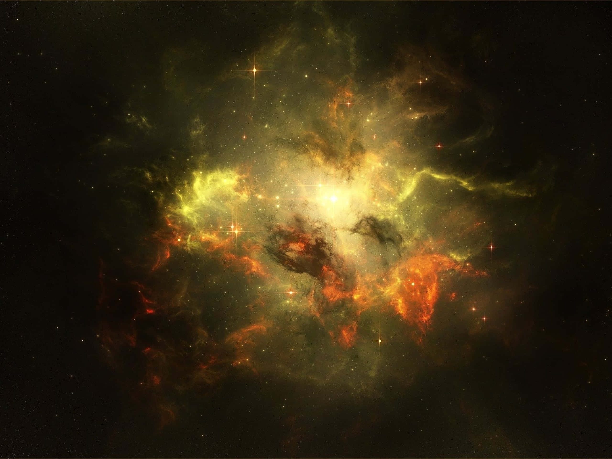 yellow galaxy, 2560 x 1920, fiery orange, 2K Desktop Wallpaper
