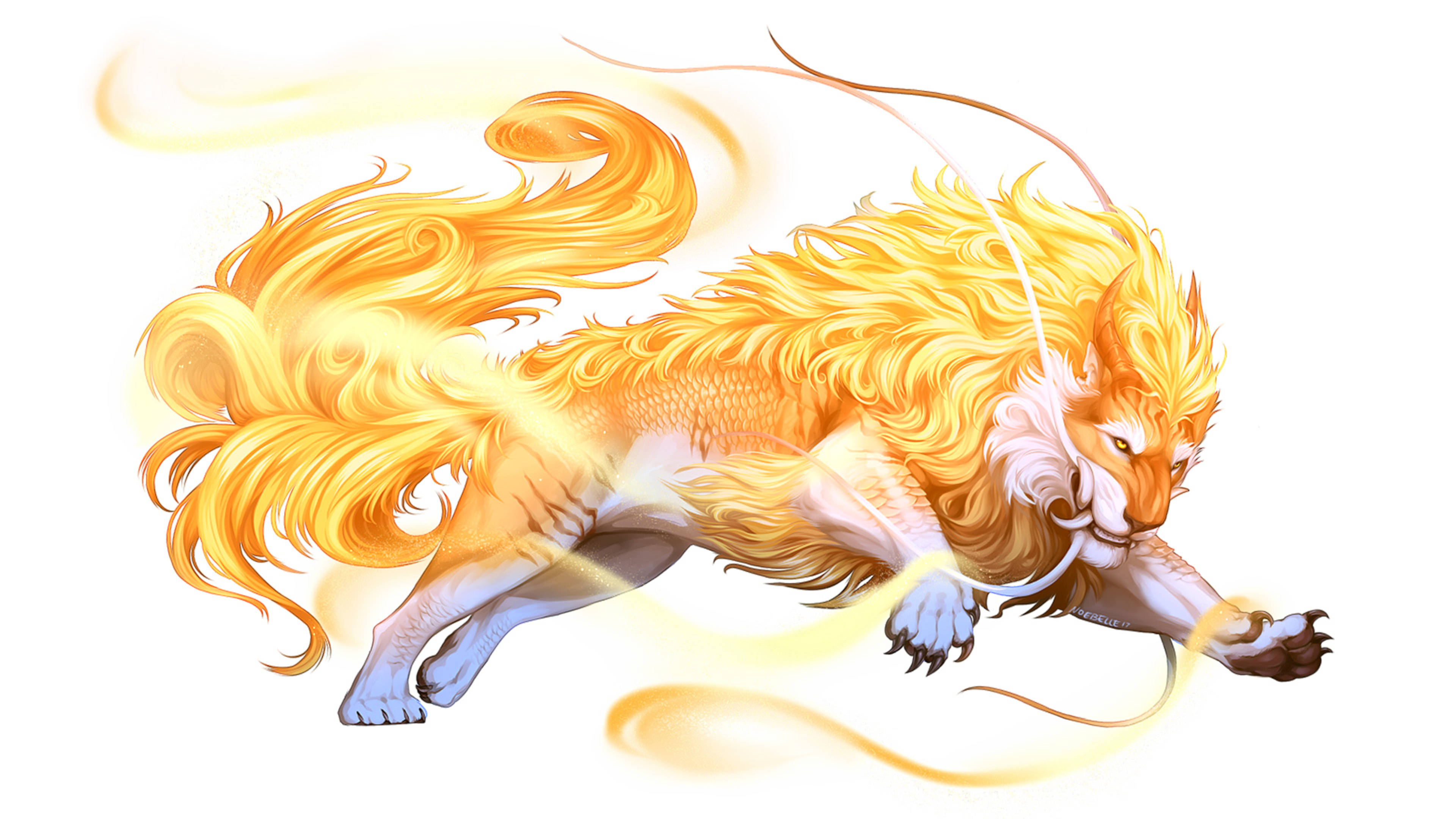 4K Ultra HD Lions, golden lion, flowing mane, 4K Desktop Wallpaper