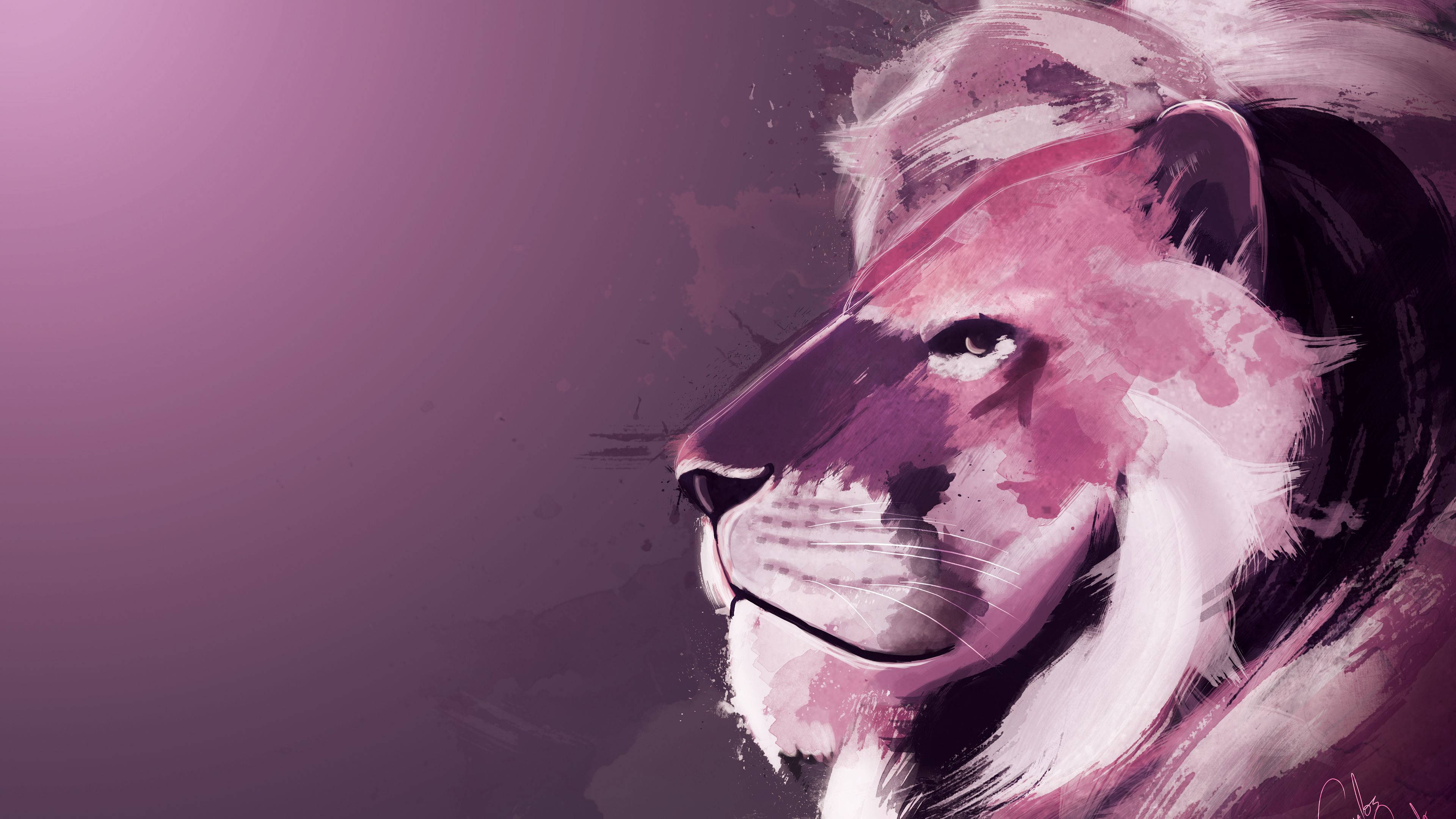 4K Ultra HD Lions, pink, purple, 4K Desktop Wallpaper