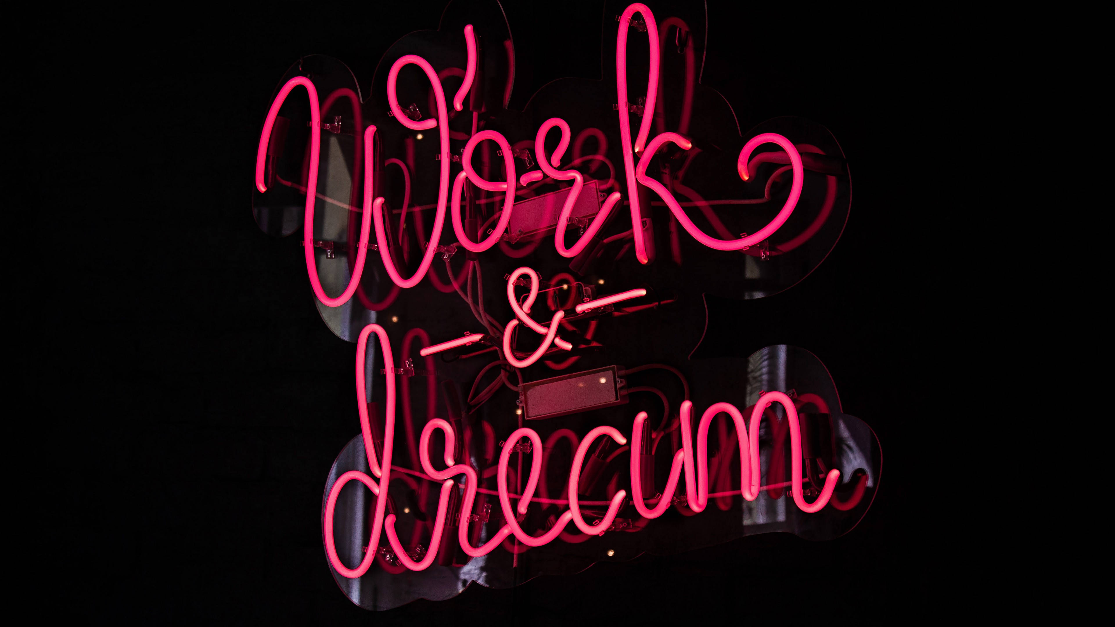 neon pink, 4K Ultra HD, Work & Dream, 4K Desktop Wallpaper