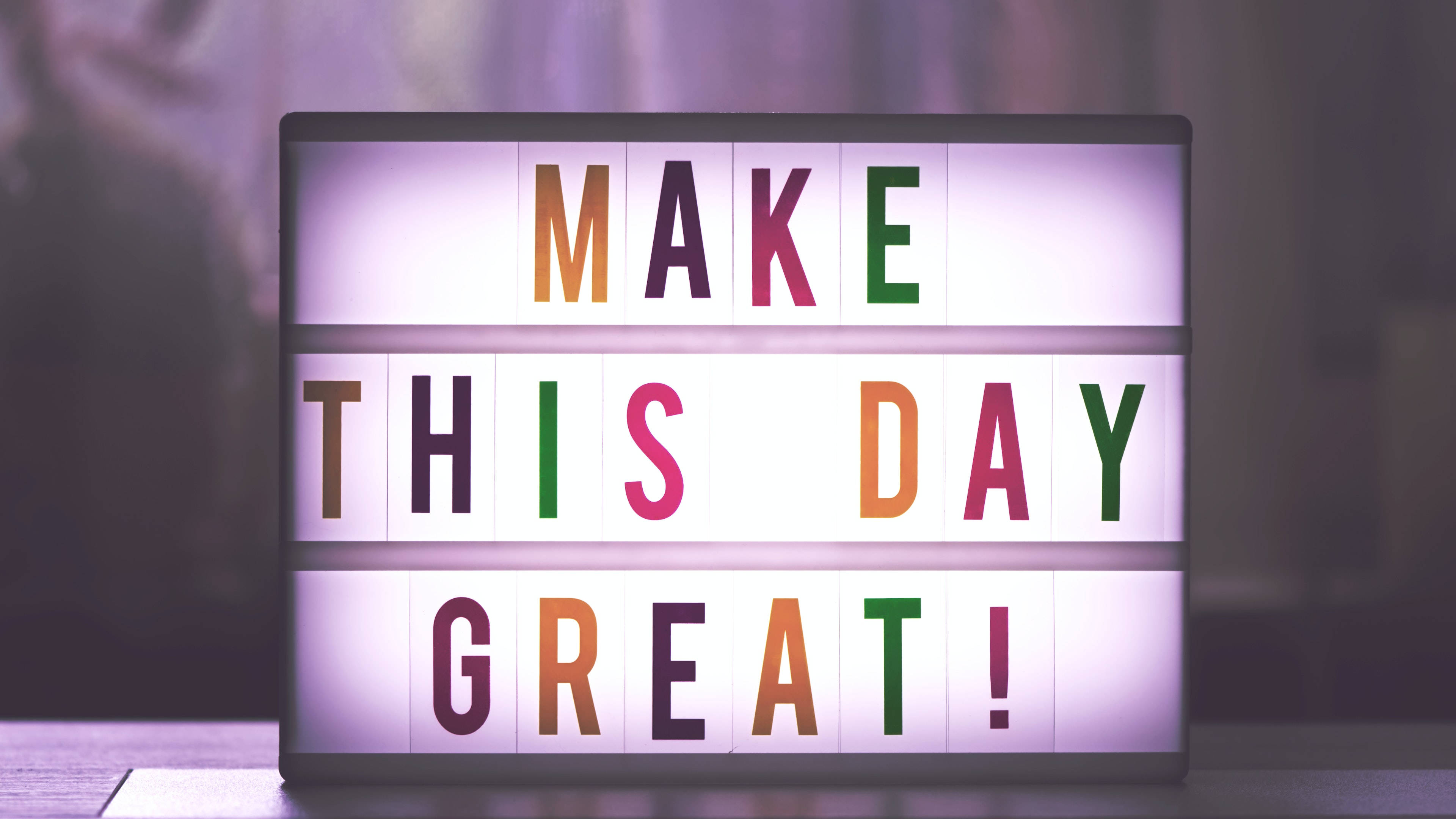 Cinema Light Box, 4K Ultra HD Motivational, MAKE THIS DAY GREAT!, 4K Desktop Wallpaper