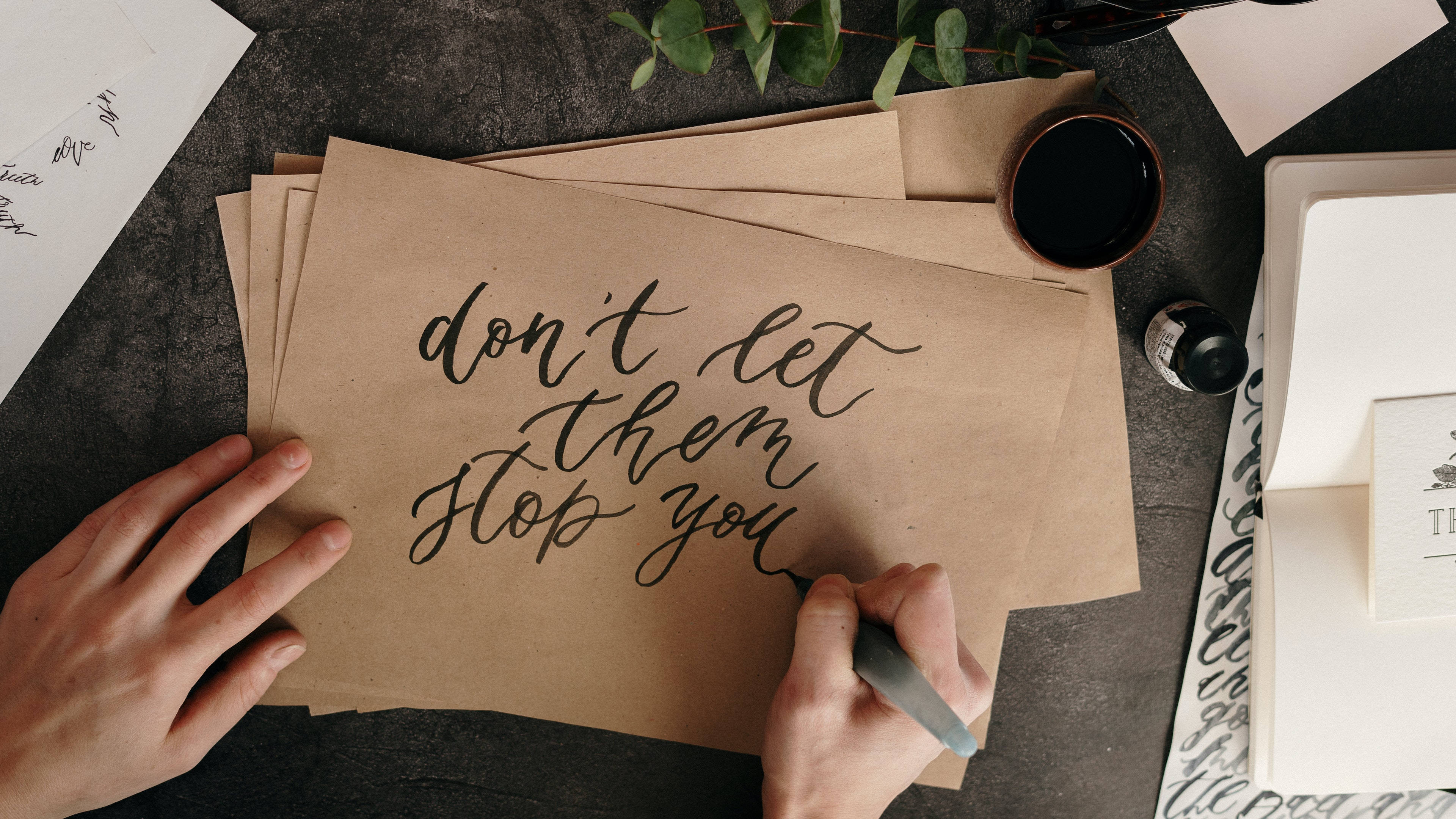 Calligraphy, 4K Ultra HD Motivational, brown paper, 4K Desktop Wallpaper