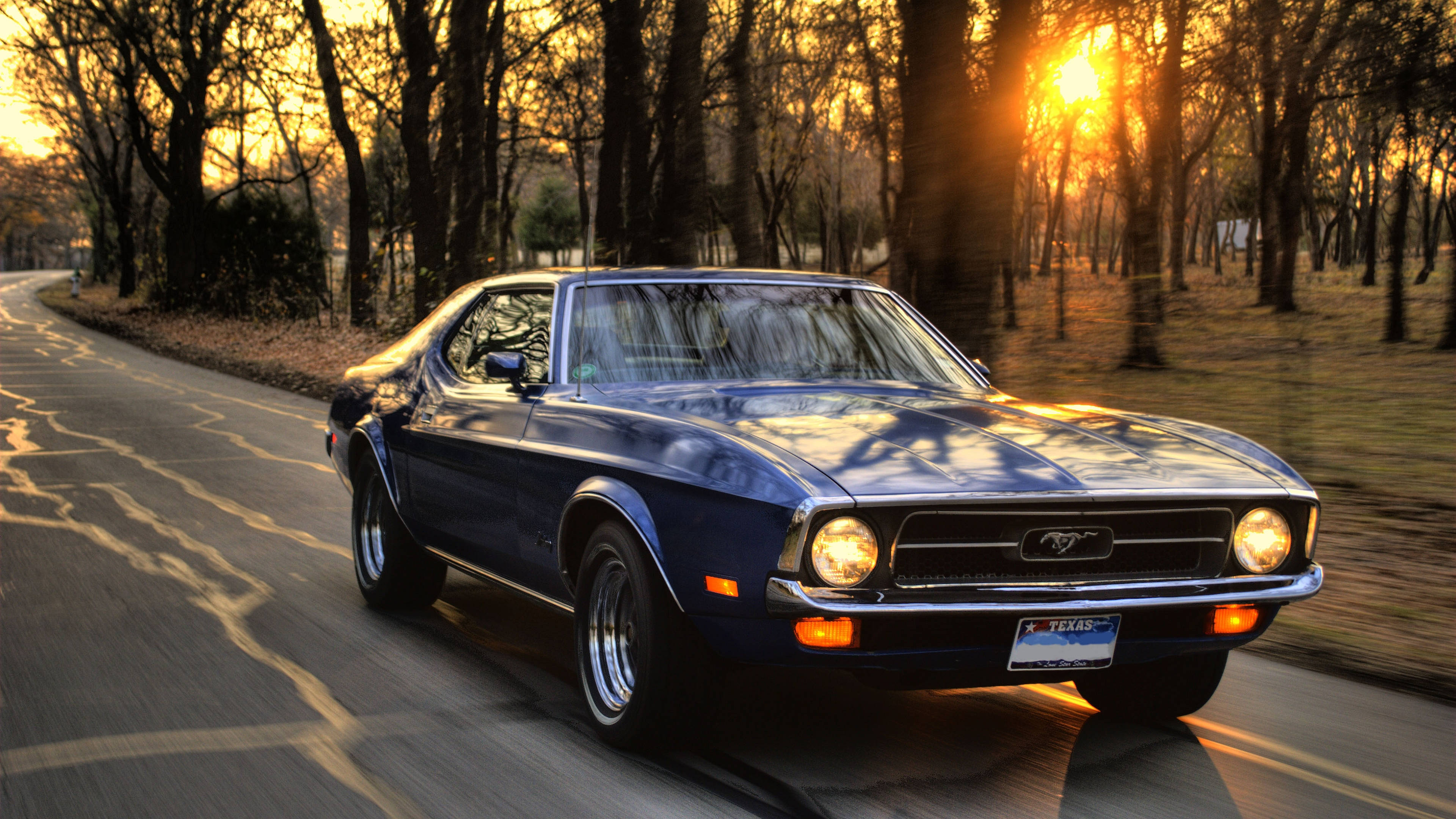 4K Ultra HD Mustang, blue, sunset, 4K Desktop Wallpaper