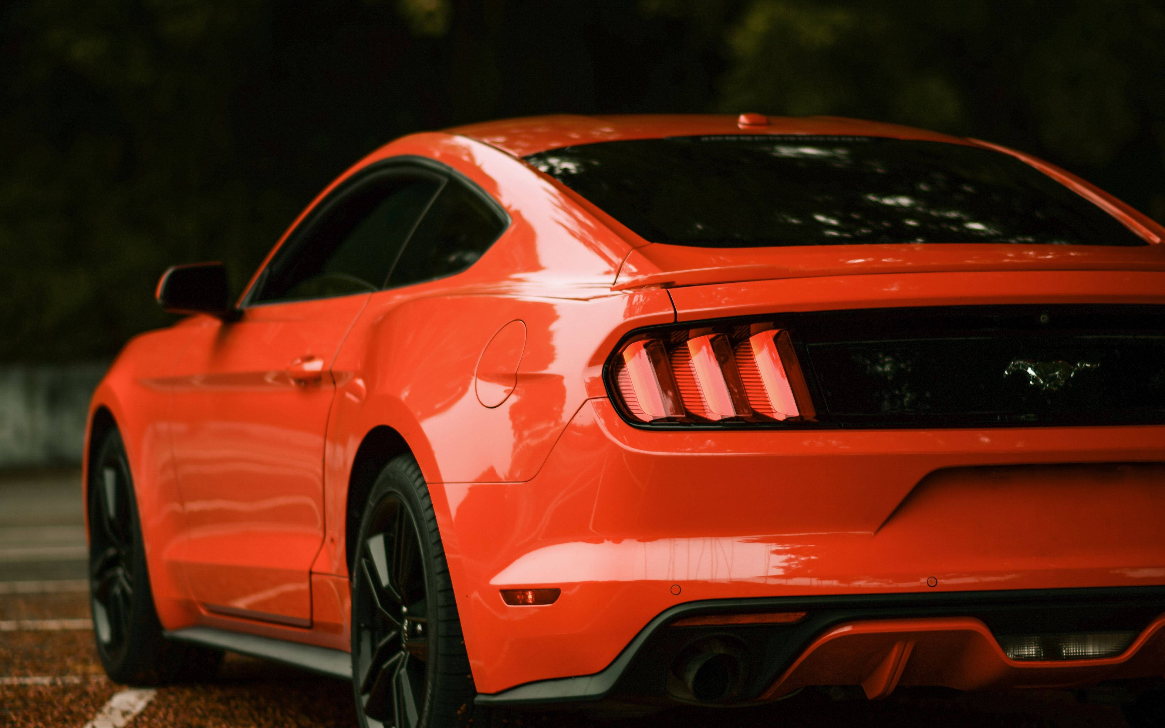 4K Ultra HD Mustang, red orange, sports car, 4K Desktop Wallpaper