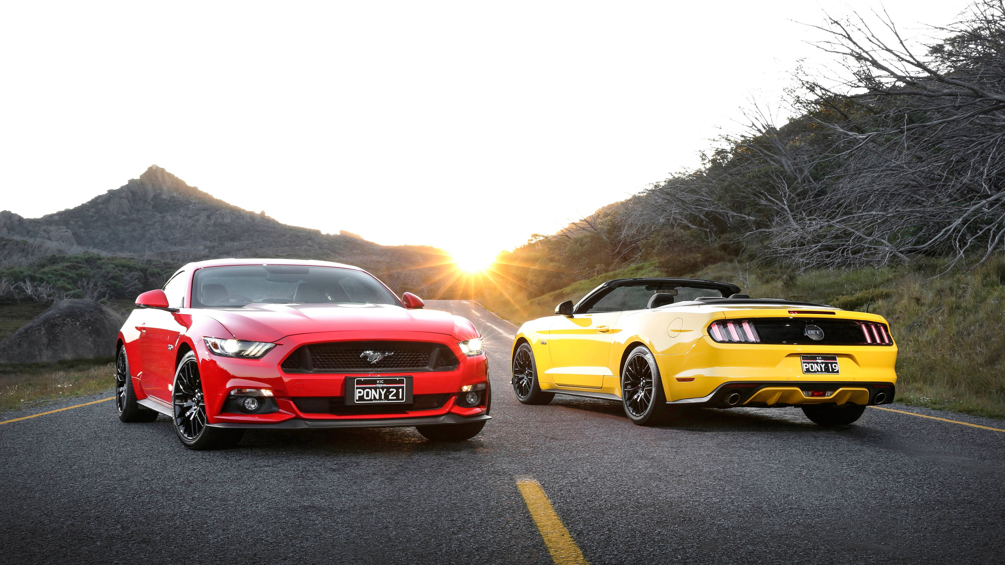4K Ultra HD Mustang, red, yellow, 4K Desktop Wallpaper