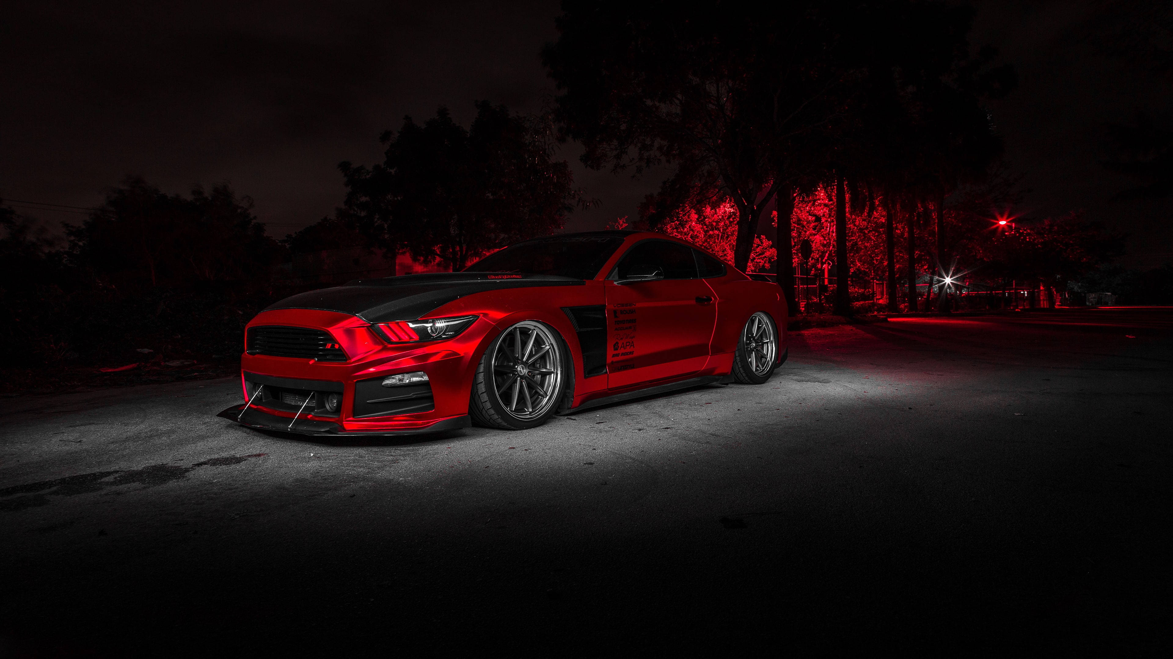 4K Ultra HD Mustang, vibrant red, glossy red, 4K Desktop Wallpaper