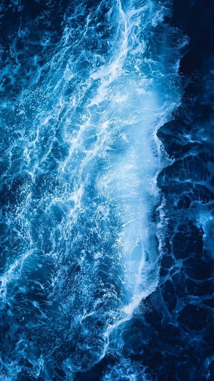 deep blue ocean, turbulent ocean waves, bright white foam, HD Phone Wallpaper