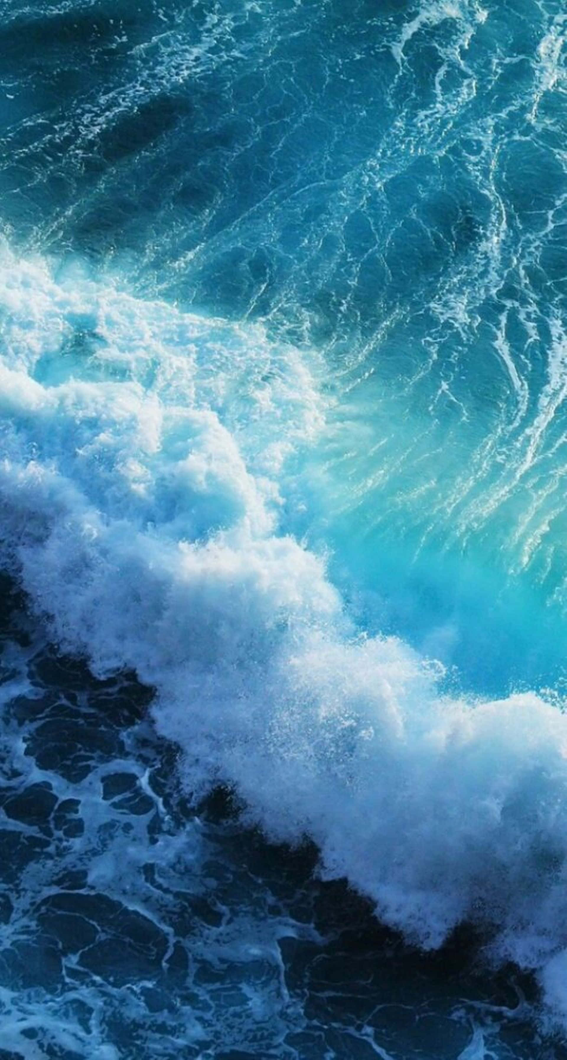 turquoise ocean waves, 4K Ultra HD, white foam, 2K Phone Wallpaper