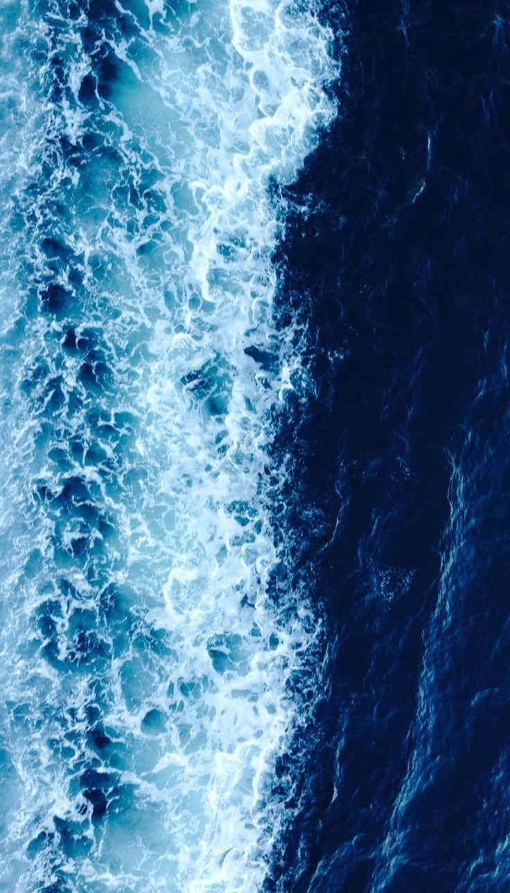 deep blue ocean, foam, turbulent ocean waves, HD Phone Wallpaper