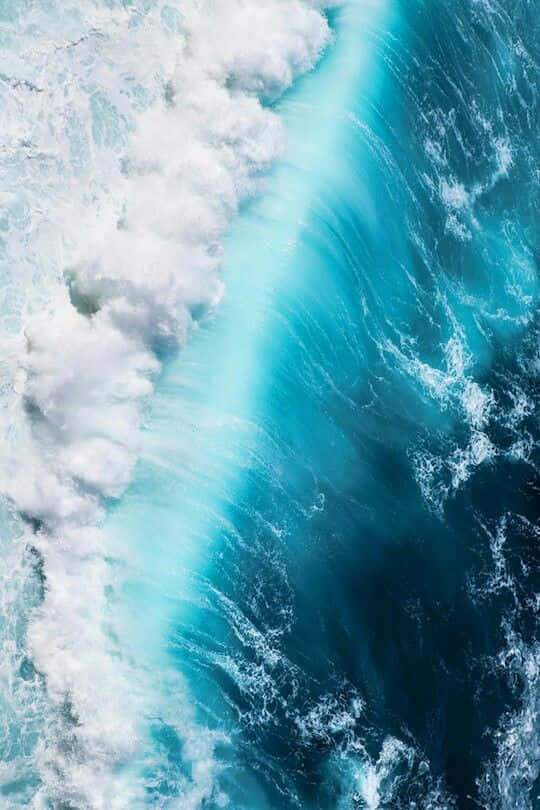 aerial ocean waves, powerful ocean wave, white foam, SD Phone Wallpaper