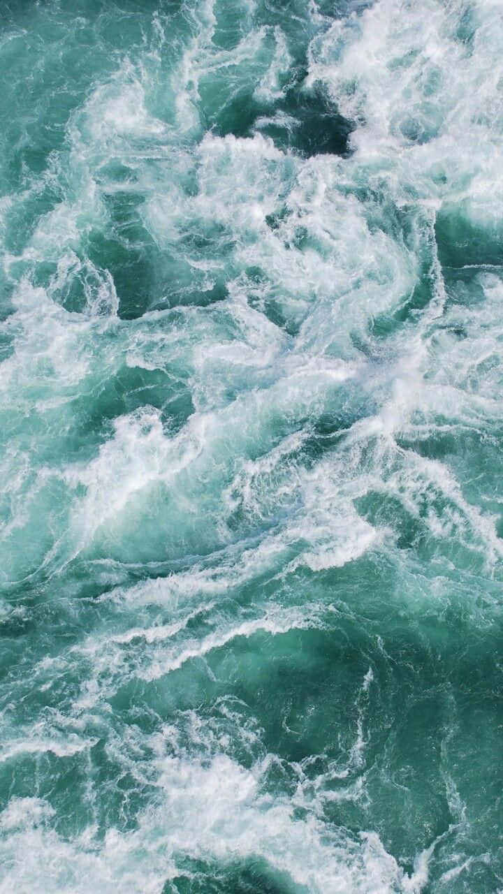 turquoise ocean waves, aerial view, frothy white crests, HD Phone Wallpaper