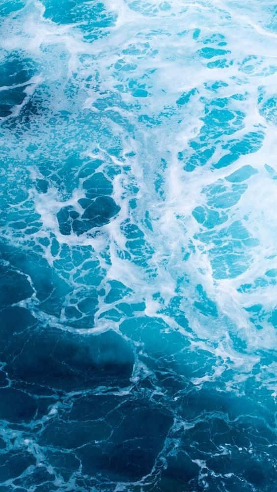 vivid blue ocean waves, turquoise ocean waves, white foam, SD Phone Wallpaper