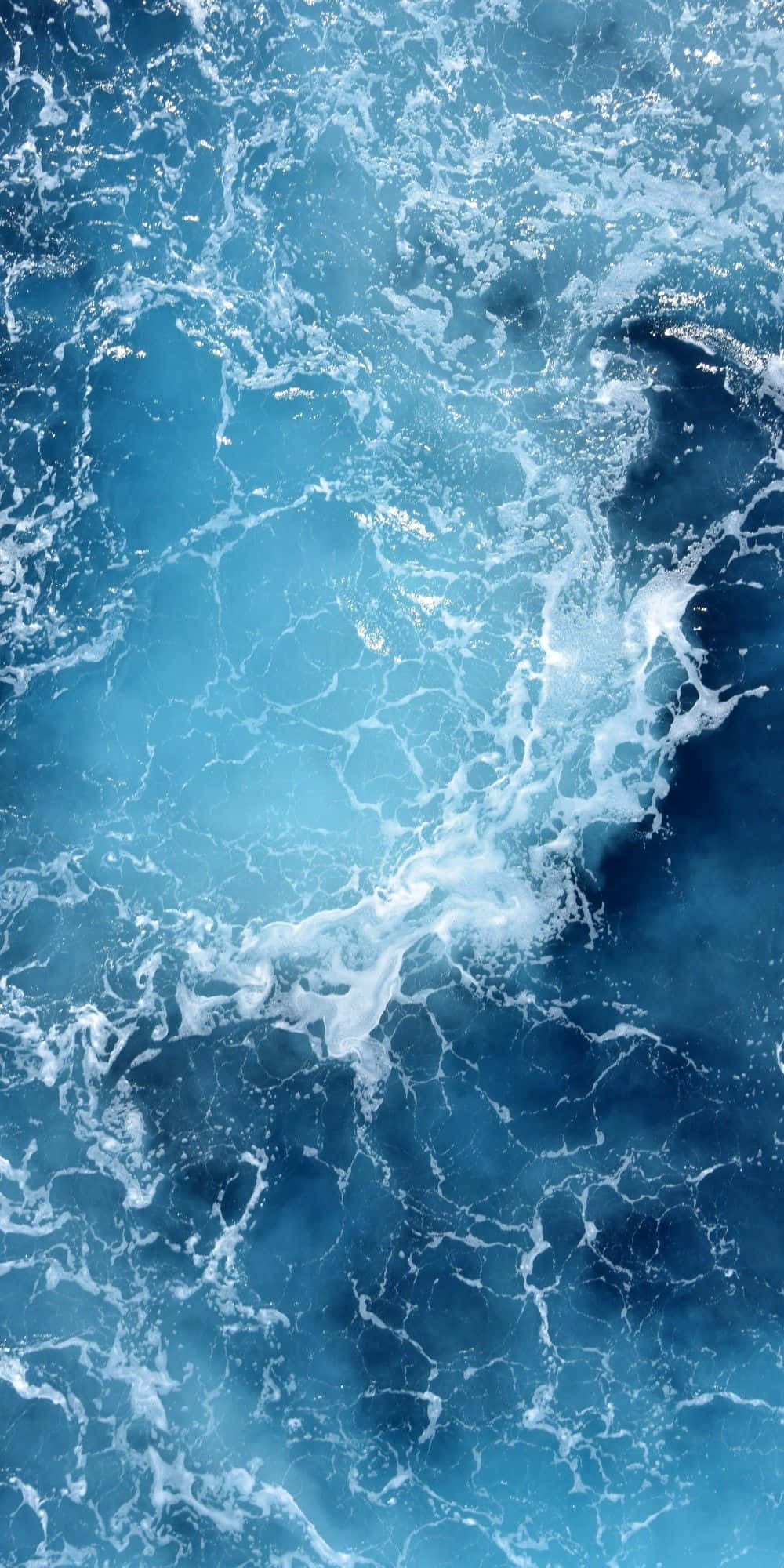 4K Ultra HD, deep blue ocean waves, sunlit surface, Full HD Phone Wallpaper