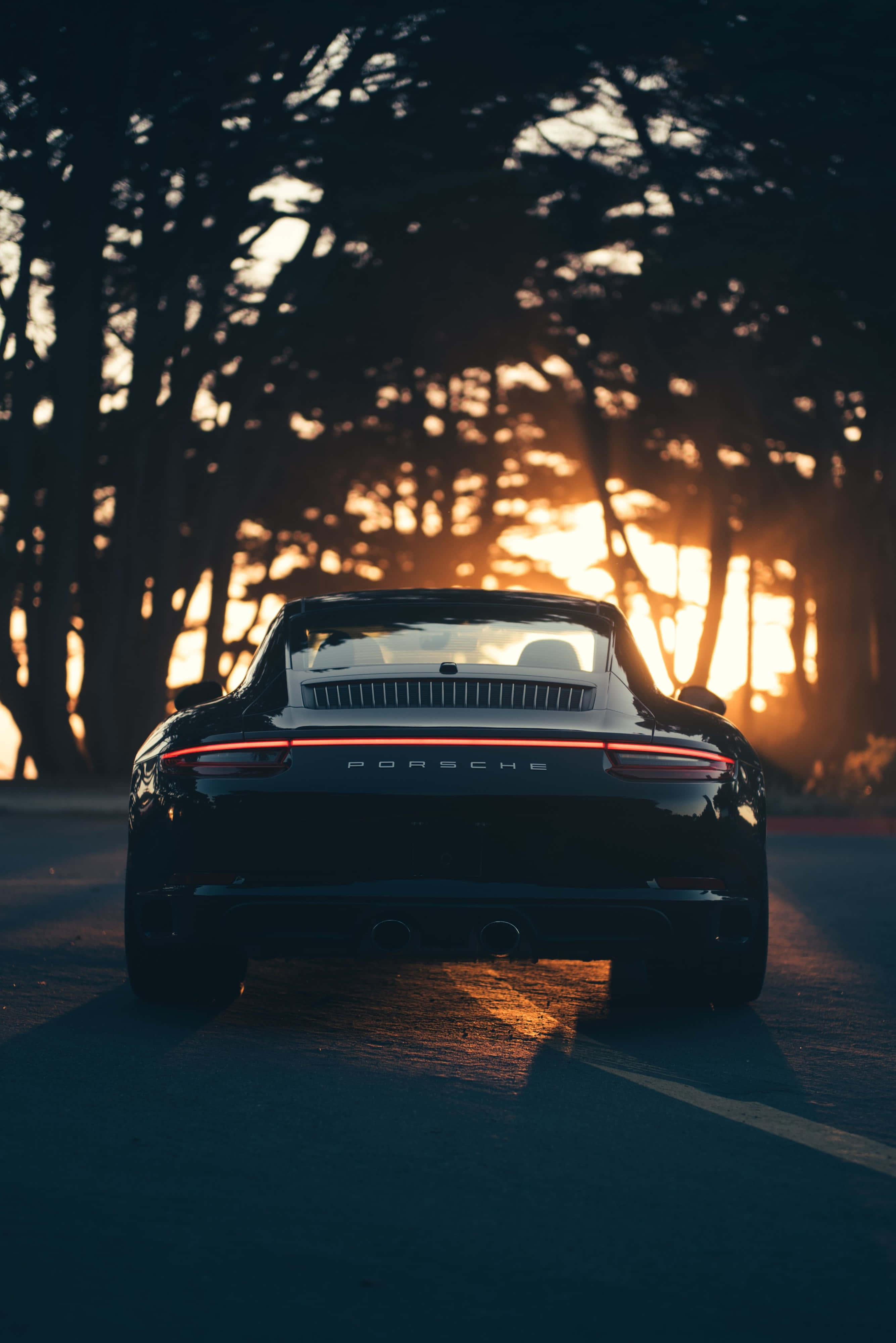 2020 Porsche 911, black, sunset, 4K Phone Wallpaper