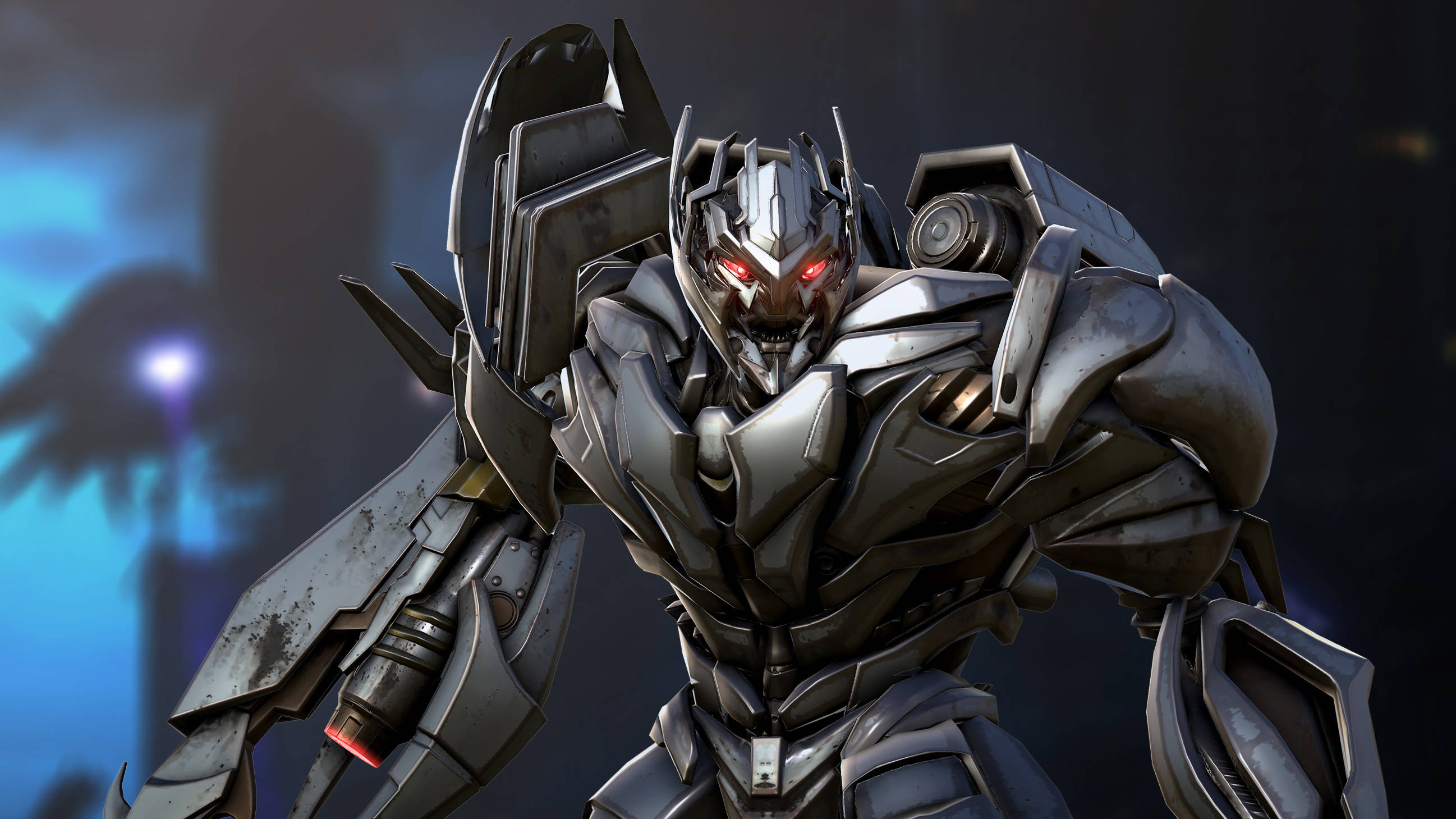 4K Ultra HD Transformers, red eyes, silver robot, 2K Desktop Wallpaper