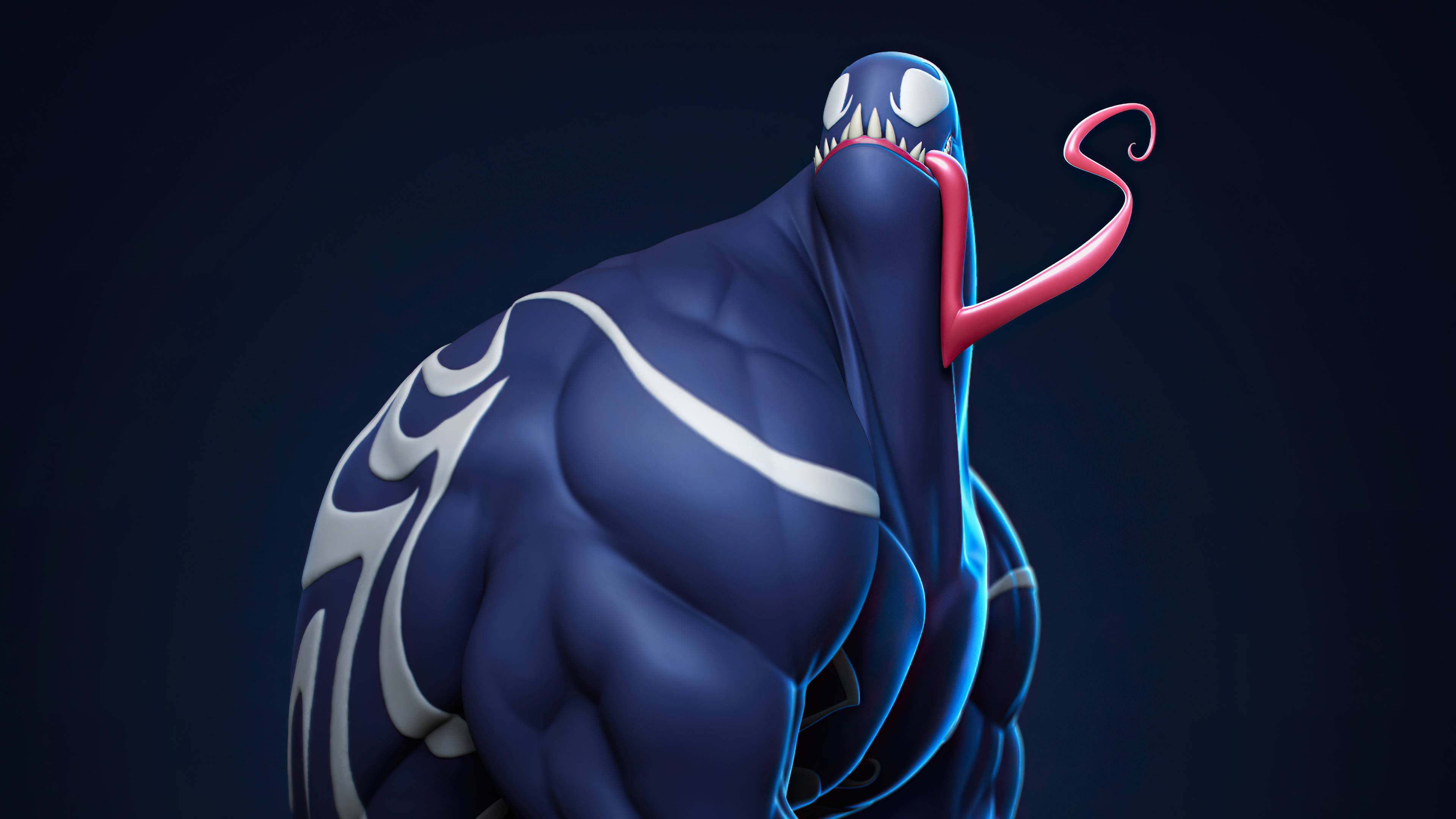 4K Ultra HD Venom, blue symbiote, white tribal patterns, 4K Desktop Wallpaper