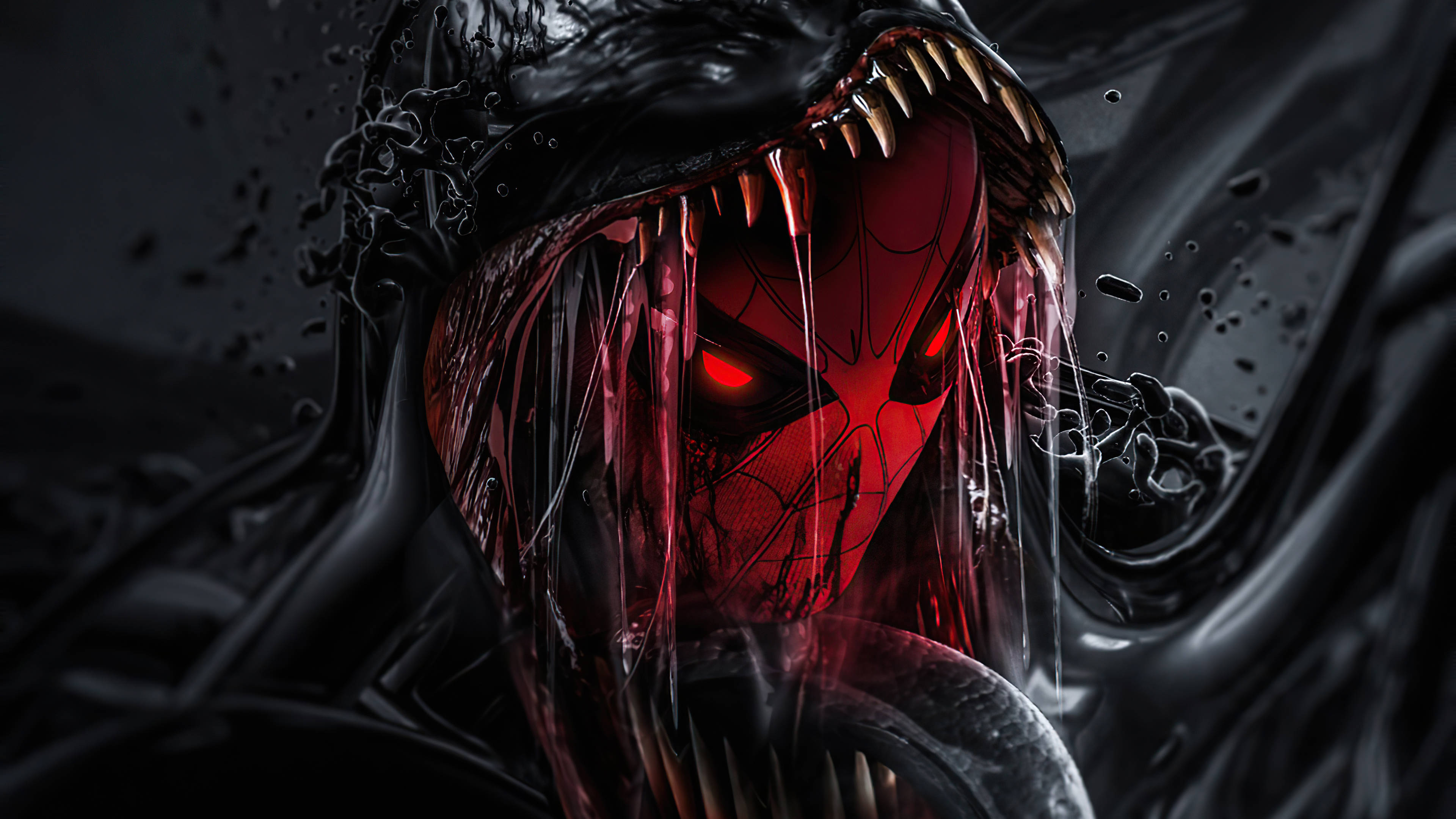 4K Ultra HD Venom, Venom, glowing red eyes, 4K Desktop Wallpaper