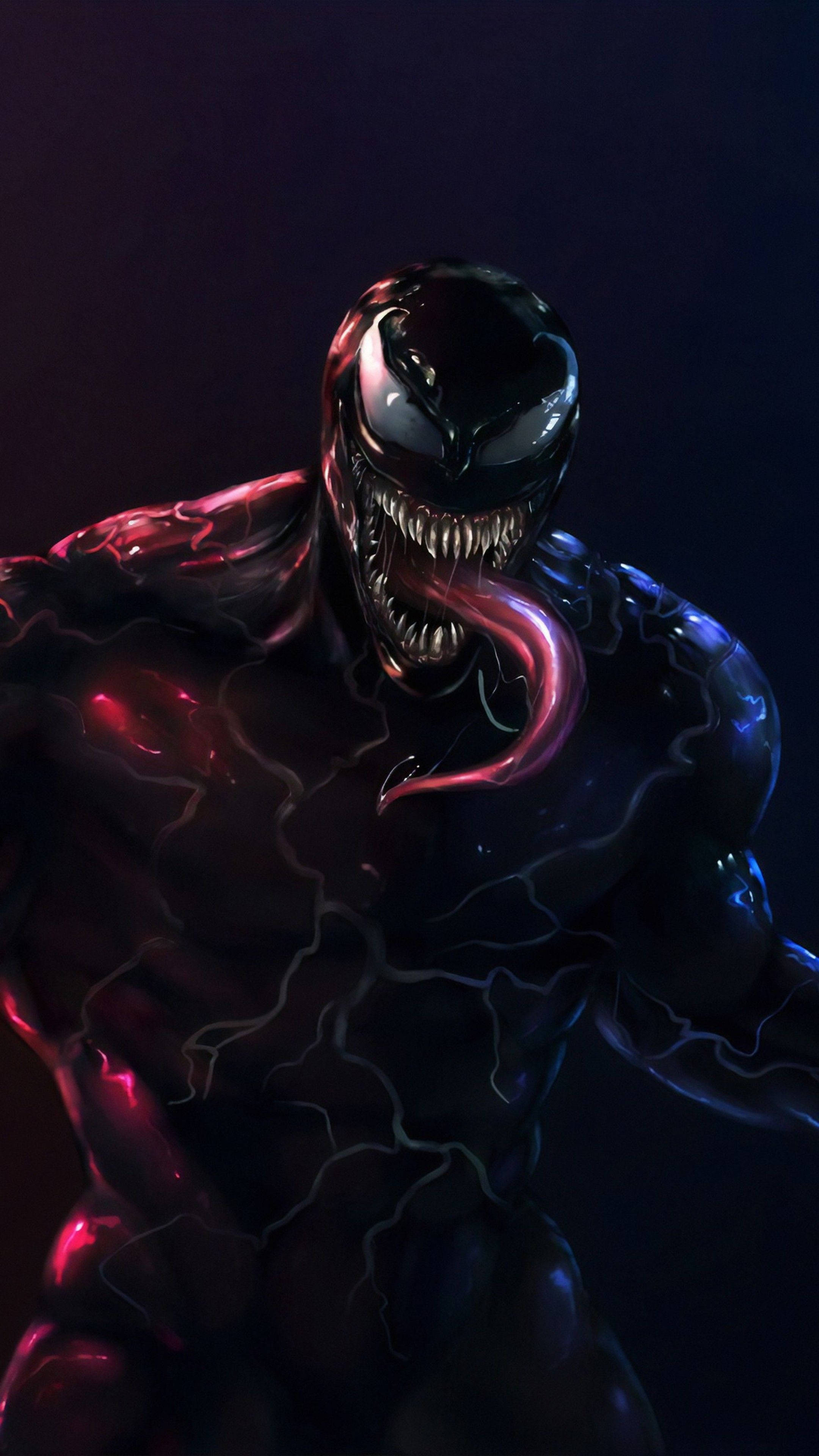 Venom, blue and red, glowing red veins, 4K Phone Wallpaper