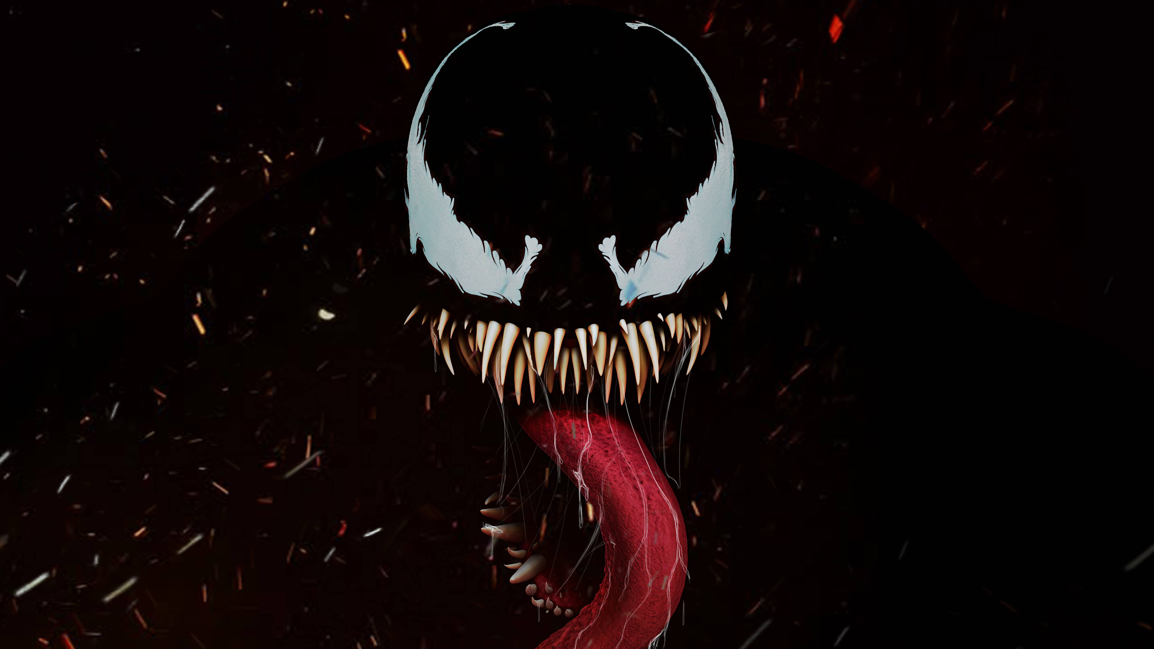 4K Ultra HD Venom, Venom, glowing white eyes, 4K Desktop Wallpaper