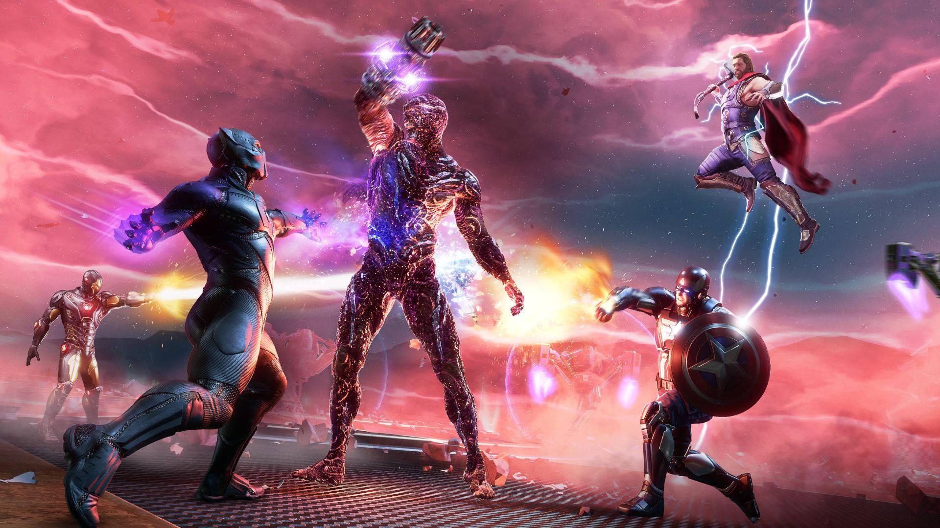 4K Ultra HD Windows Heroes, cosmic battle, stormy pink and purple sky, Full HD Desktop Wallpaper