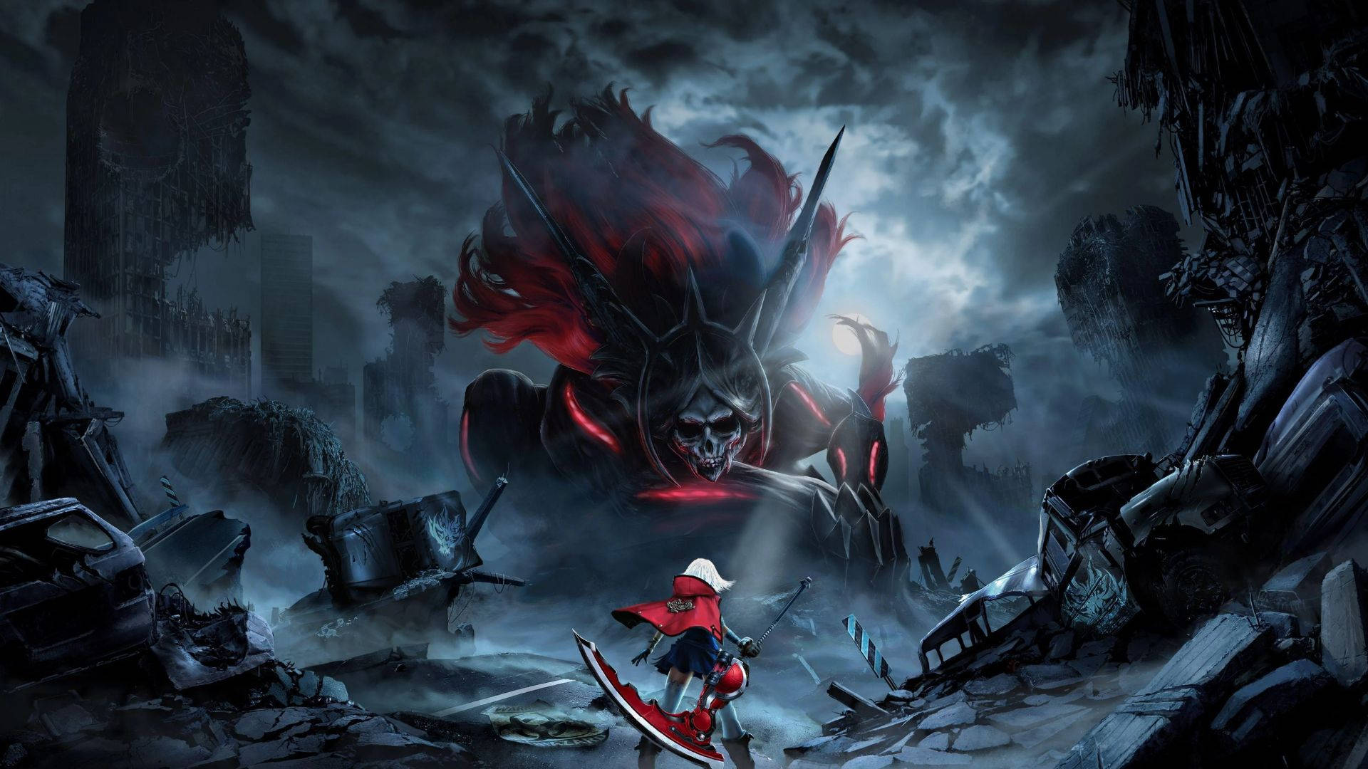 4K Ultra HD Windows, red-clad warrior, demonic skull monster, Full HD Desktop Wallpaper
