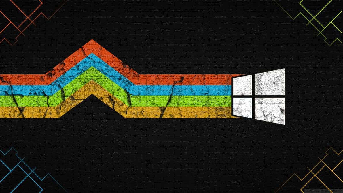 Windows logo, rainbow-colored, distressed texture, SD Desktop Wallpaper
