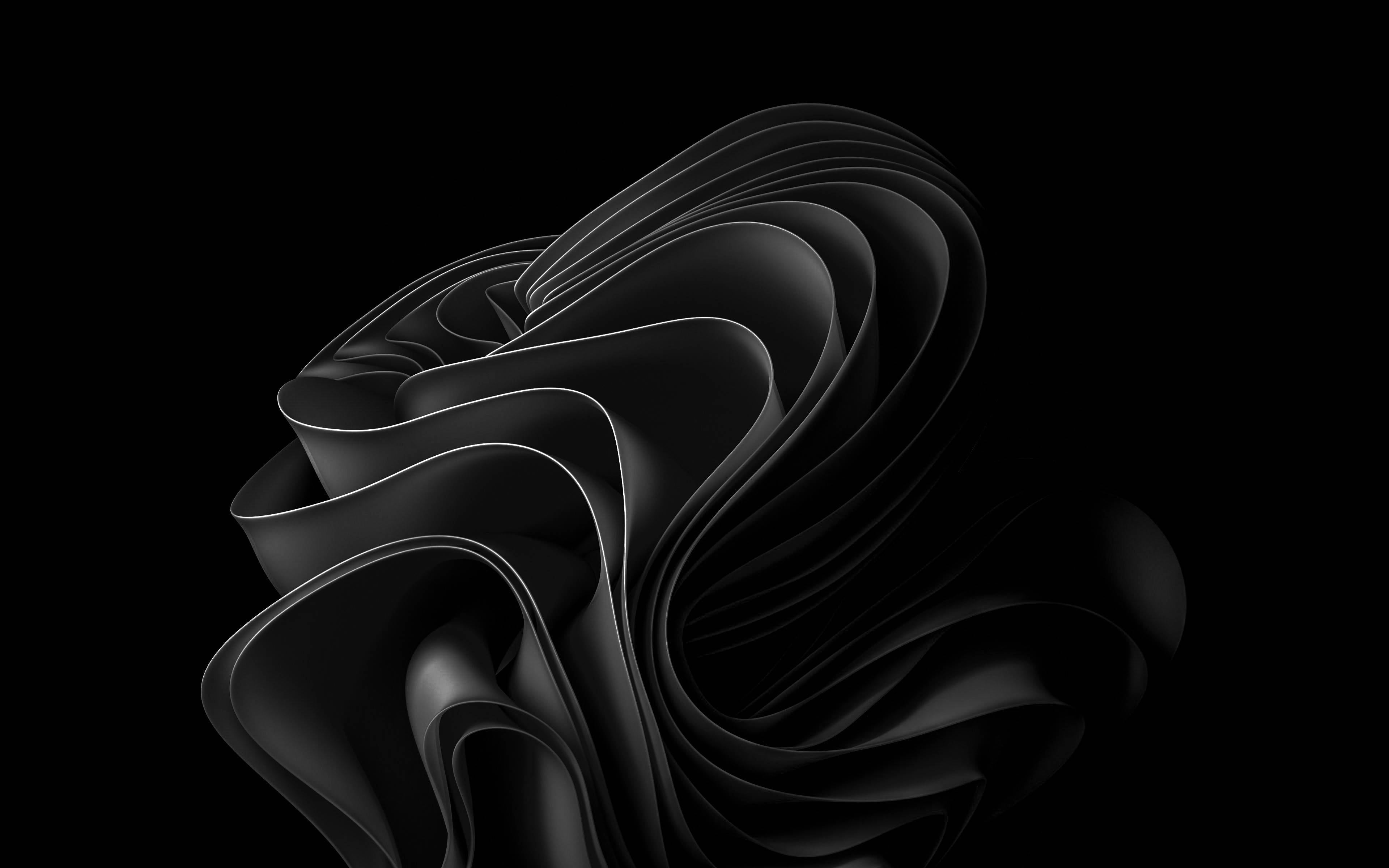 4D Ultra HD, black cloth, glowing white edges, 4K Desktop Wallpaper