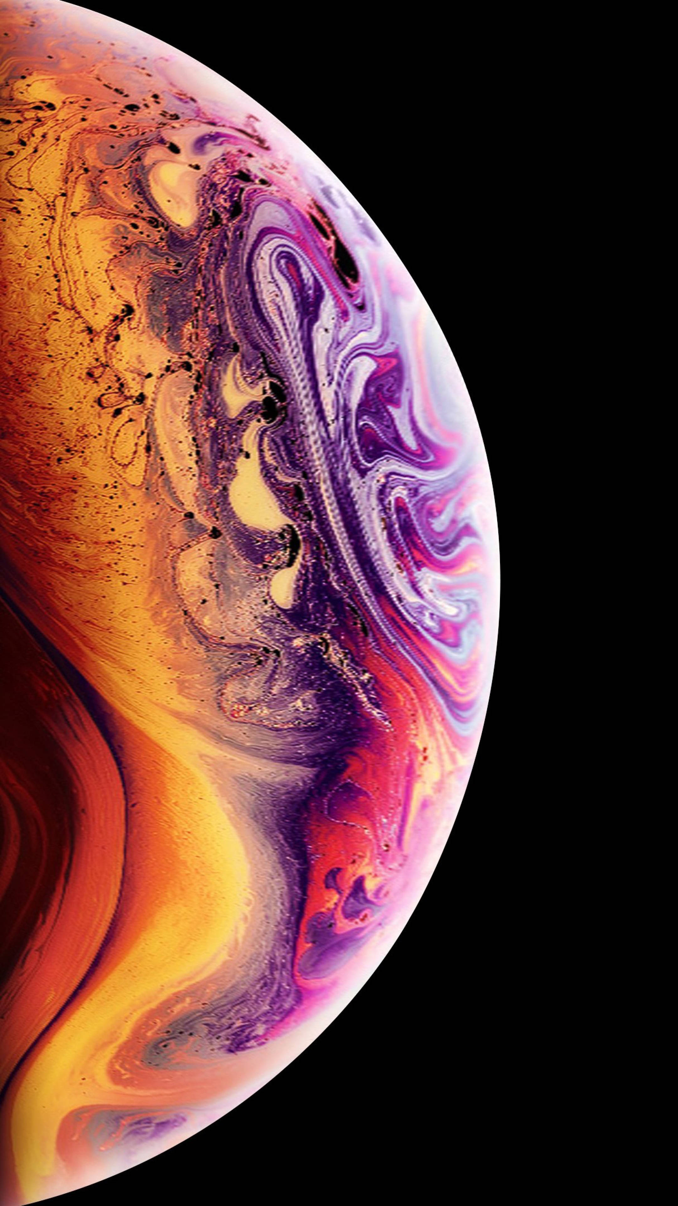 colorful planet, swirling abstract sphere, molten orange purple and gold, 4K Phone Wallpaper