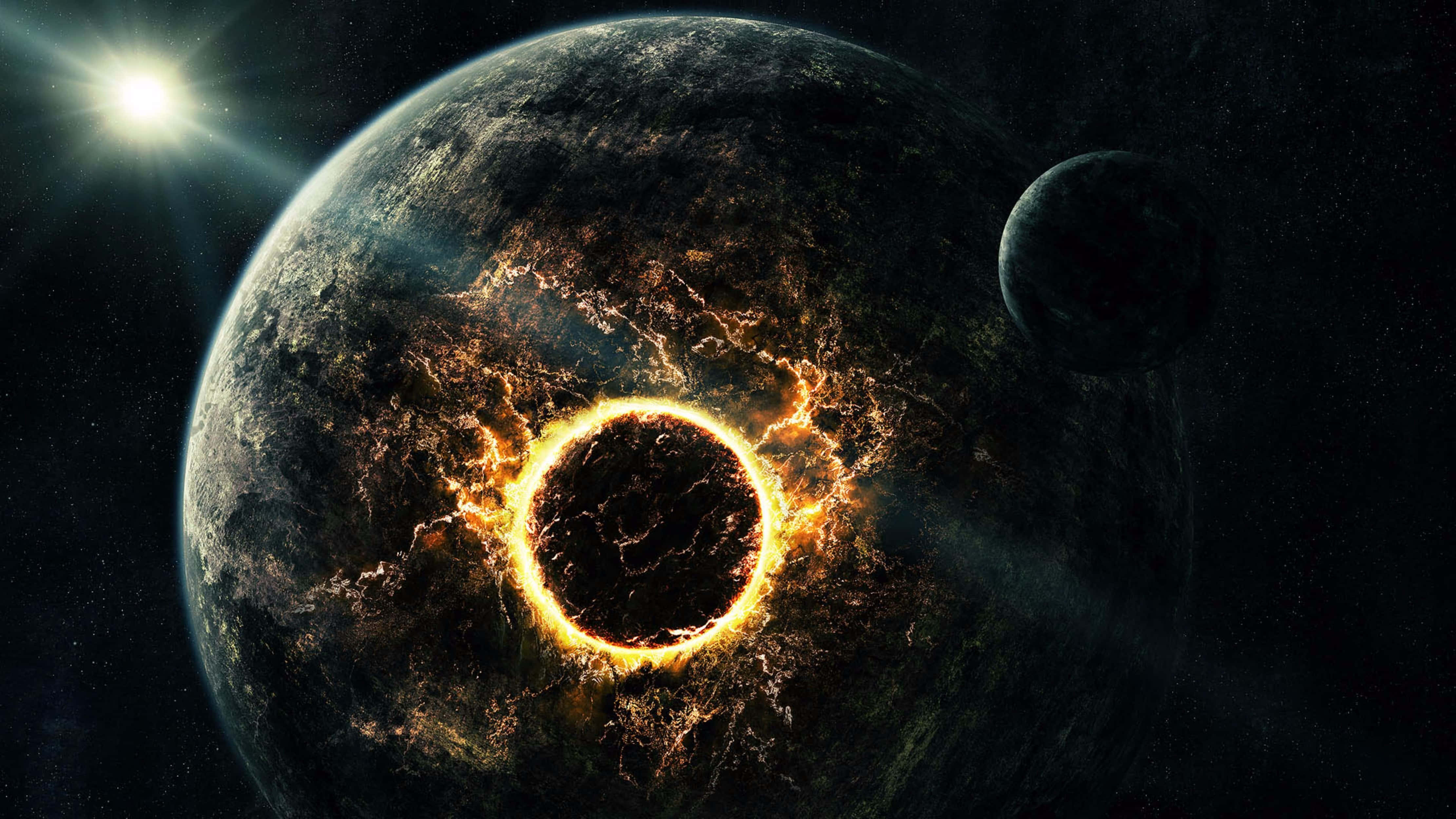 4K Universe, evil planet, cosmic eclipse, 4K Desktop Wallpaper