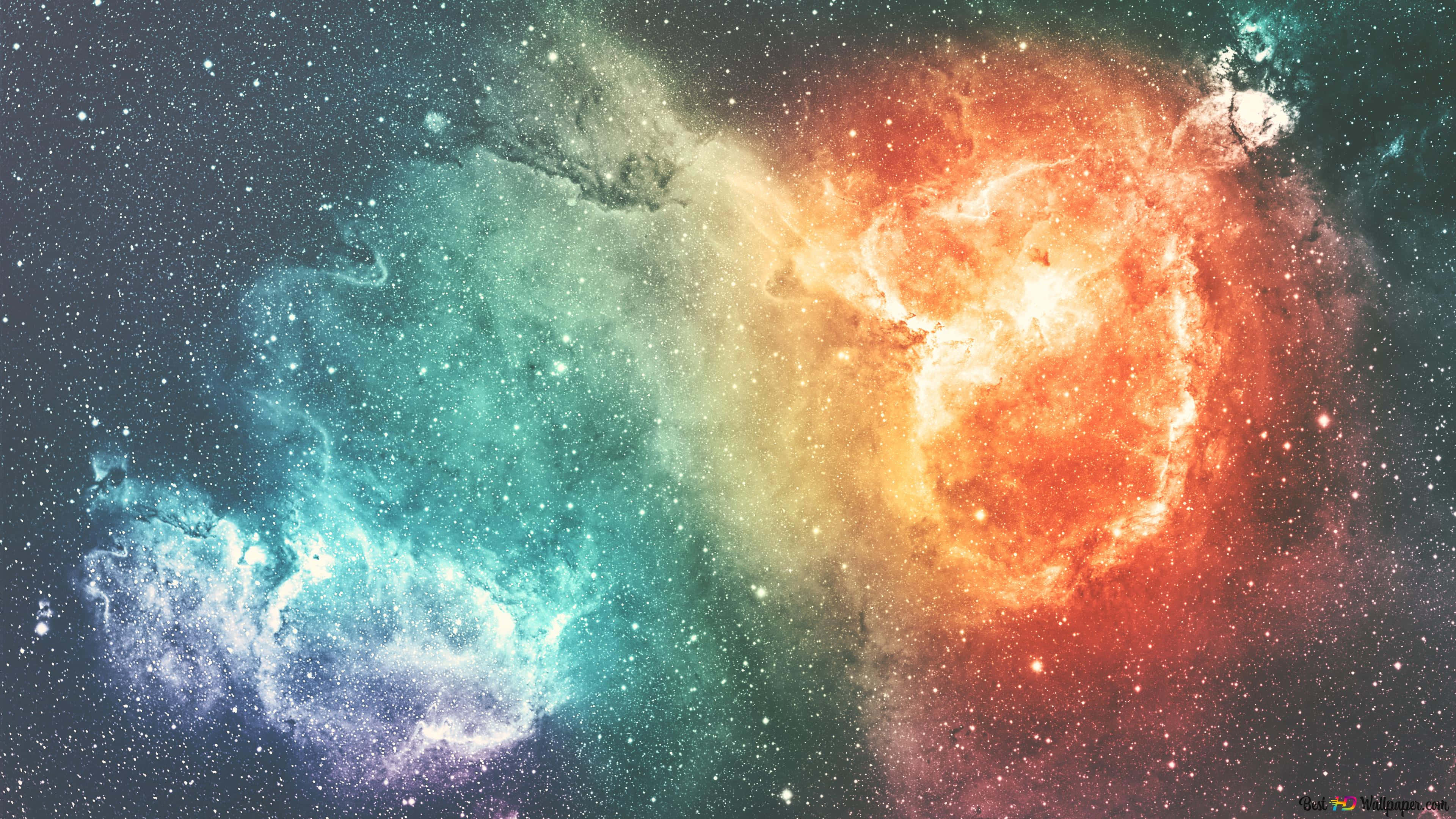 Cosmic Colorful Stars 4K, fiery orange, cool teal, 4K Desktop Wallpaper