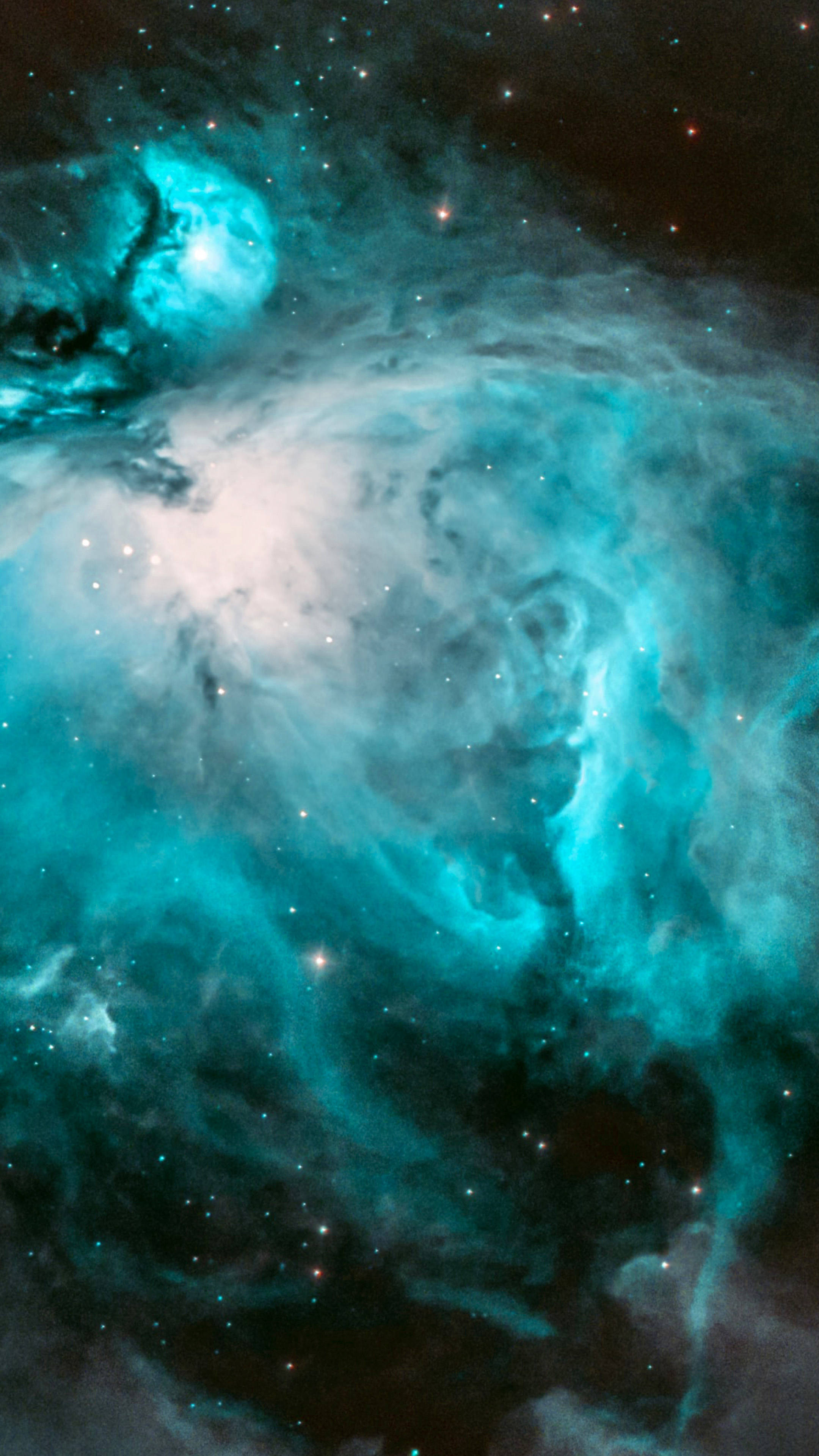 4K Ultra HD, space galaxy, turquoise nebula, 4K Phone Wallpaper