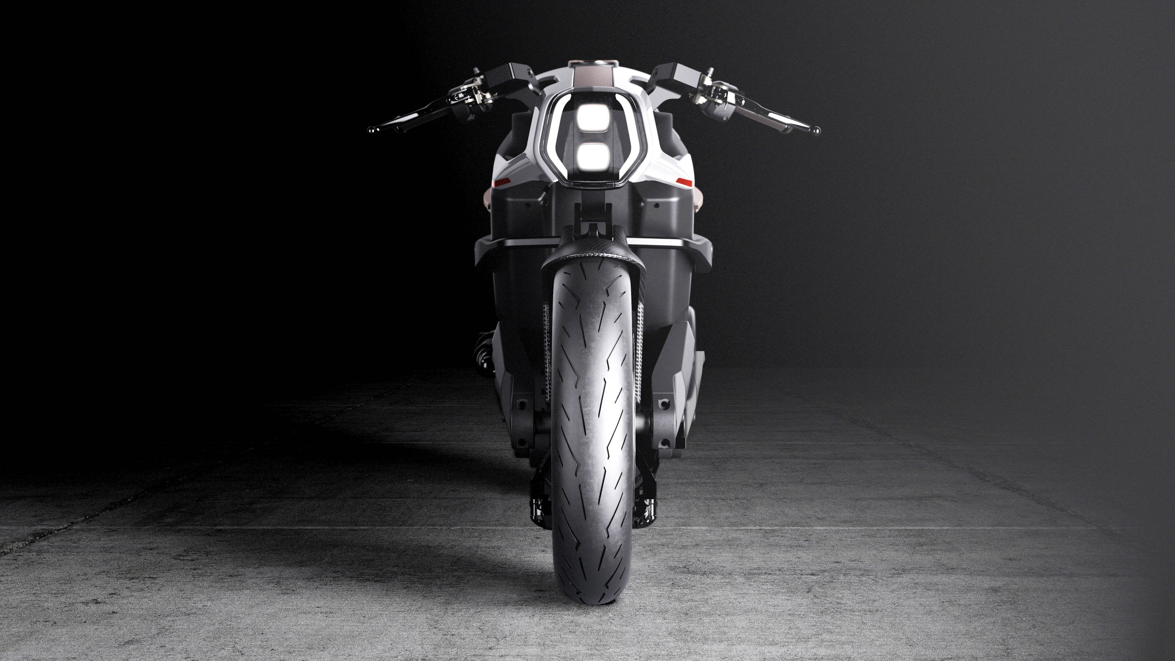 4K Vector, electric superbike, glowing headlights, 4K Desktop Wallpaper