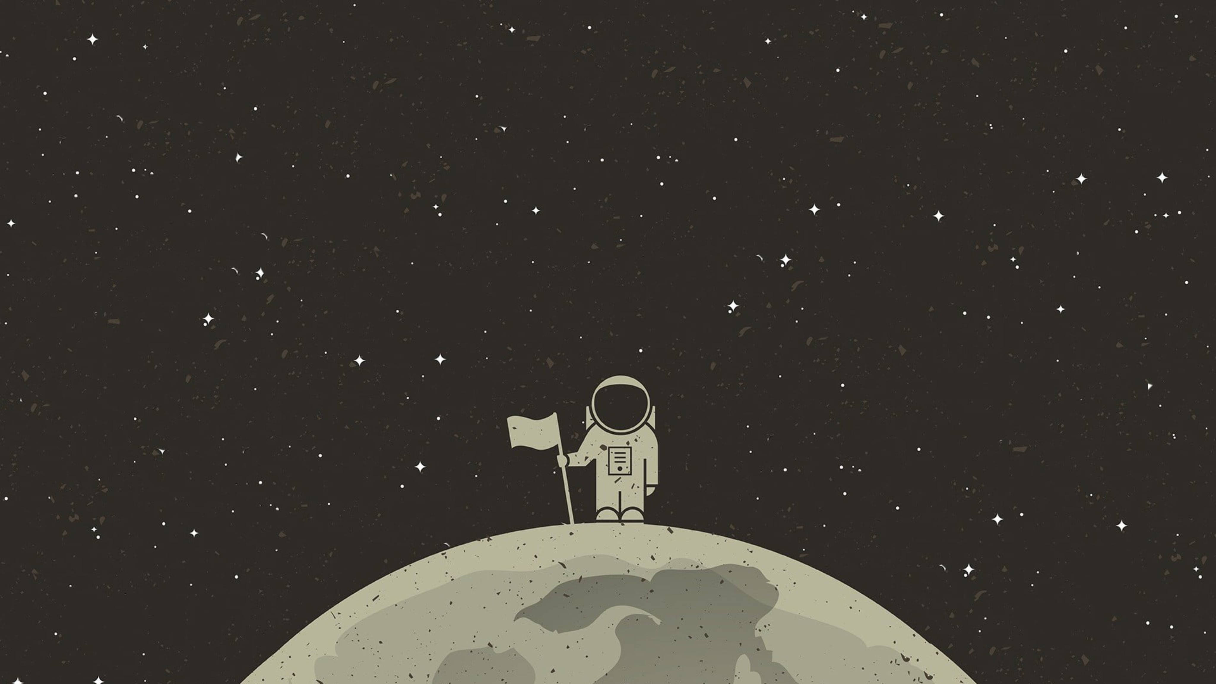 4K Vector, astronaut, moon crater, 4K Desktop Wallpaper